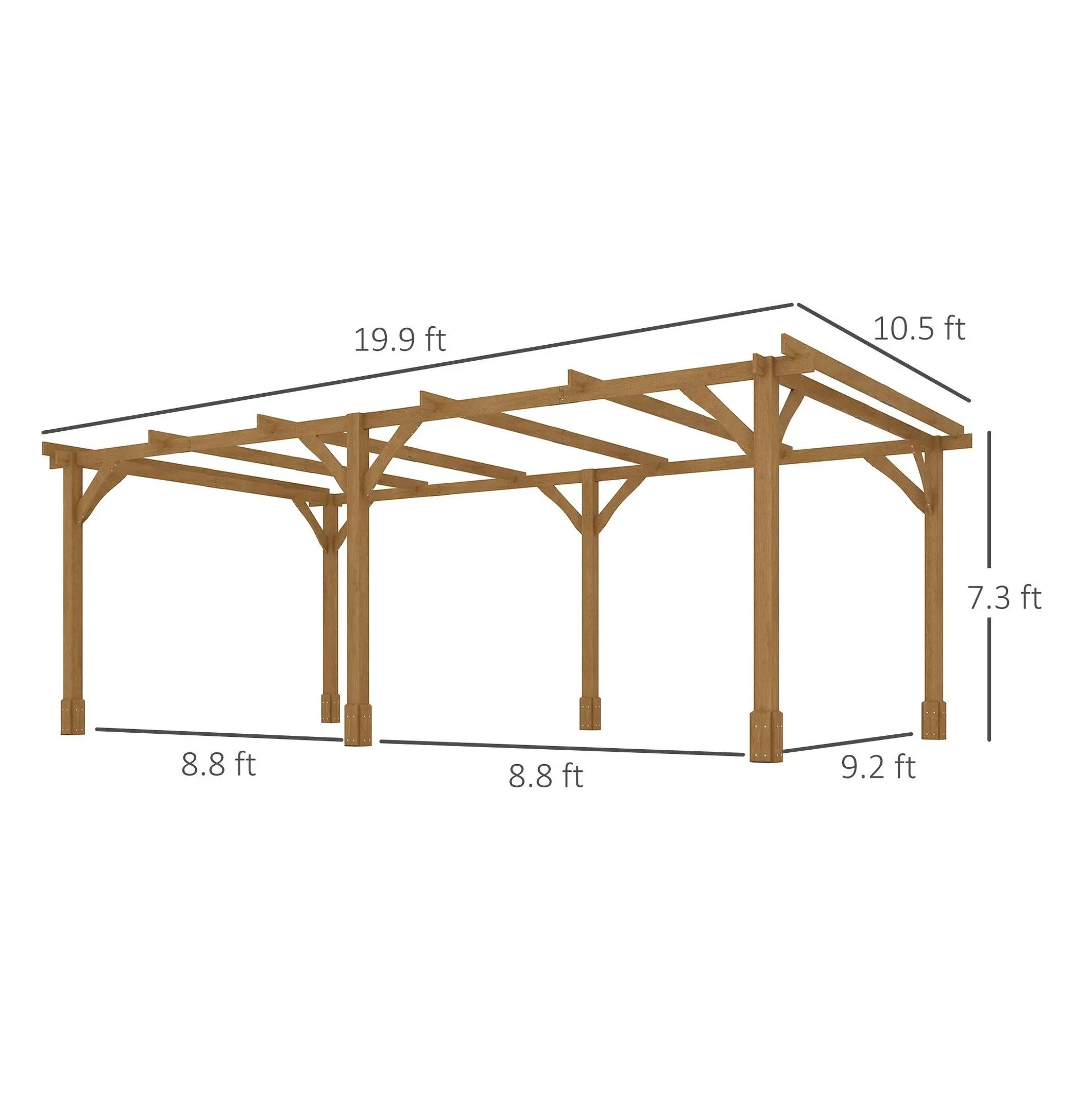 Wood Pergola 20 x 10 ft Dark Brown - Image 3 Wood Pergola 20 x 10 ft Dark Brown - Image 3