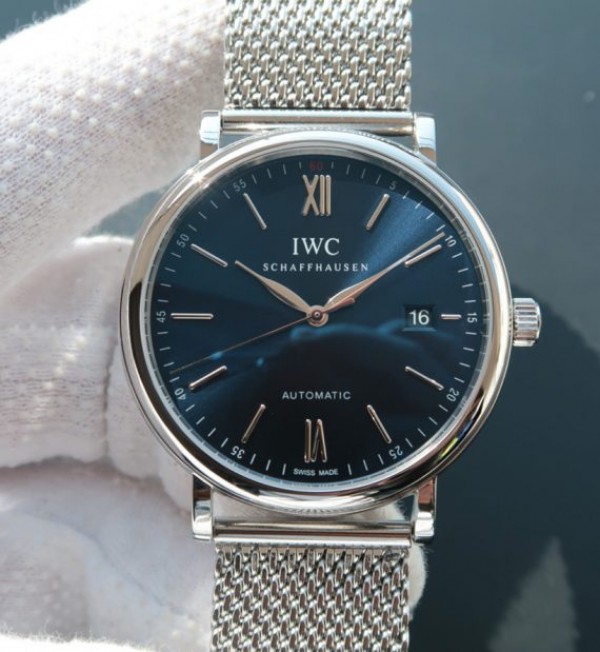 Replica IWC MK Portofino Automatic Blue Dial SS Mesh Bracelet - Top club