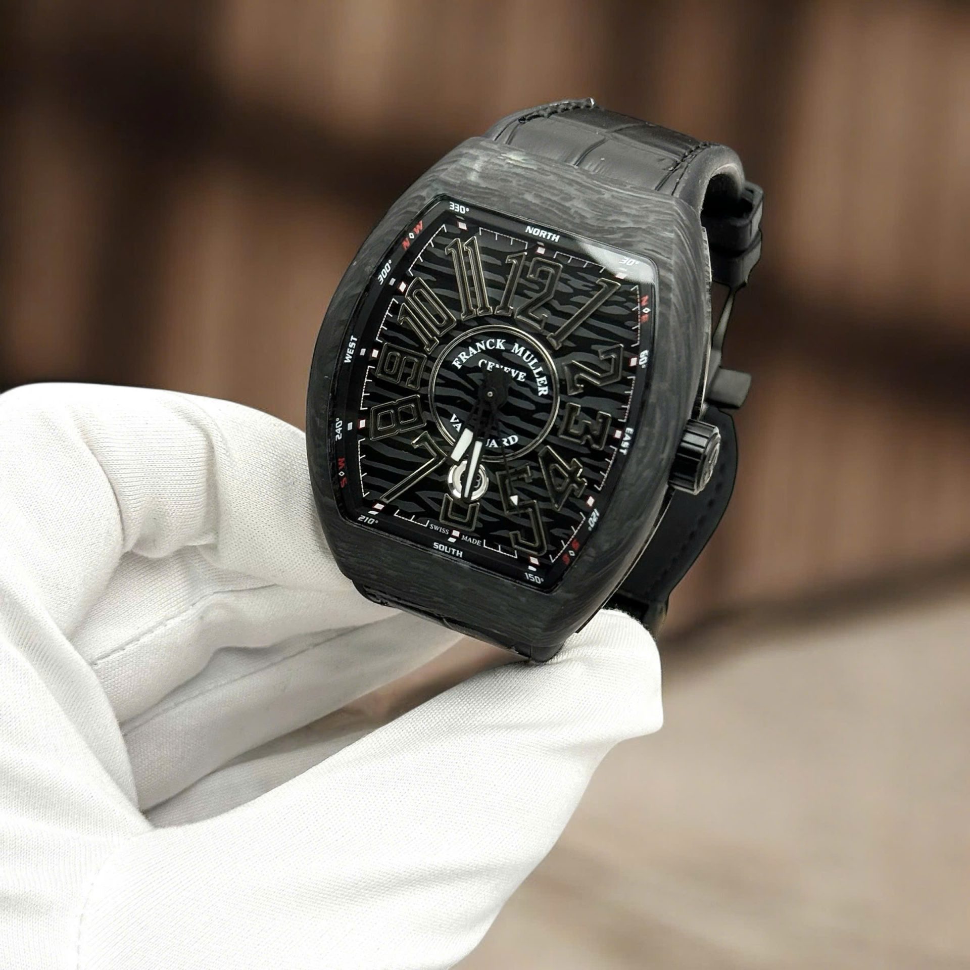 Franck Muller Knock Off Watches Vanguard V45 Black Carbon Automatic Movement ABF Factory 45mm - Elite Watch Atelier