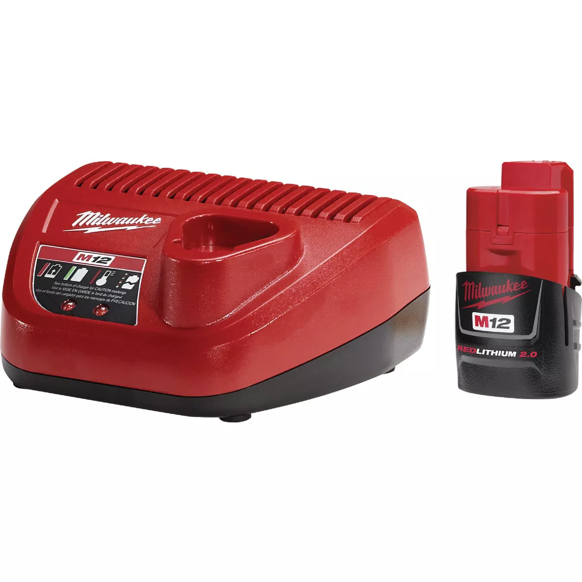 Milwaukee M12 REDLITHIUM Lithium-Ion 2.0 Ah Compact Battery Pack & Charger Starter Kit