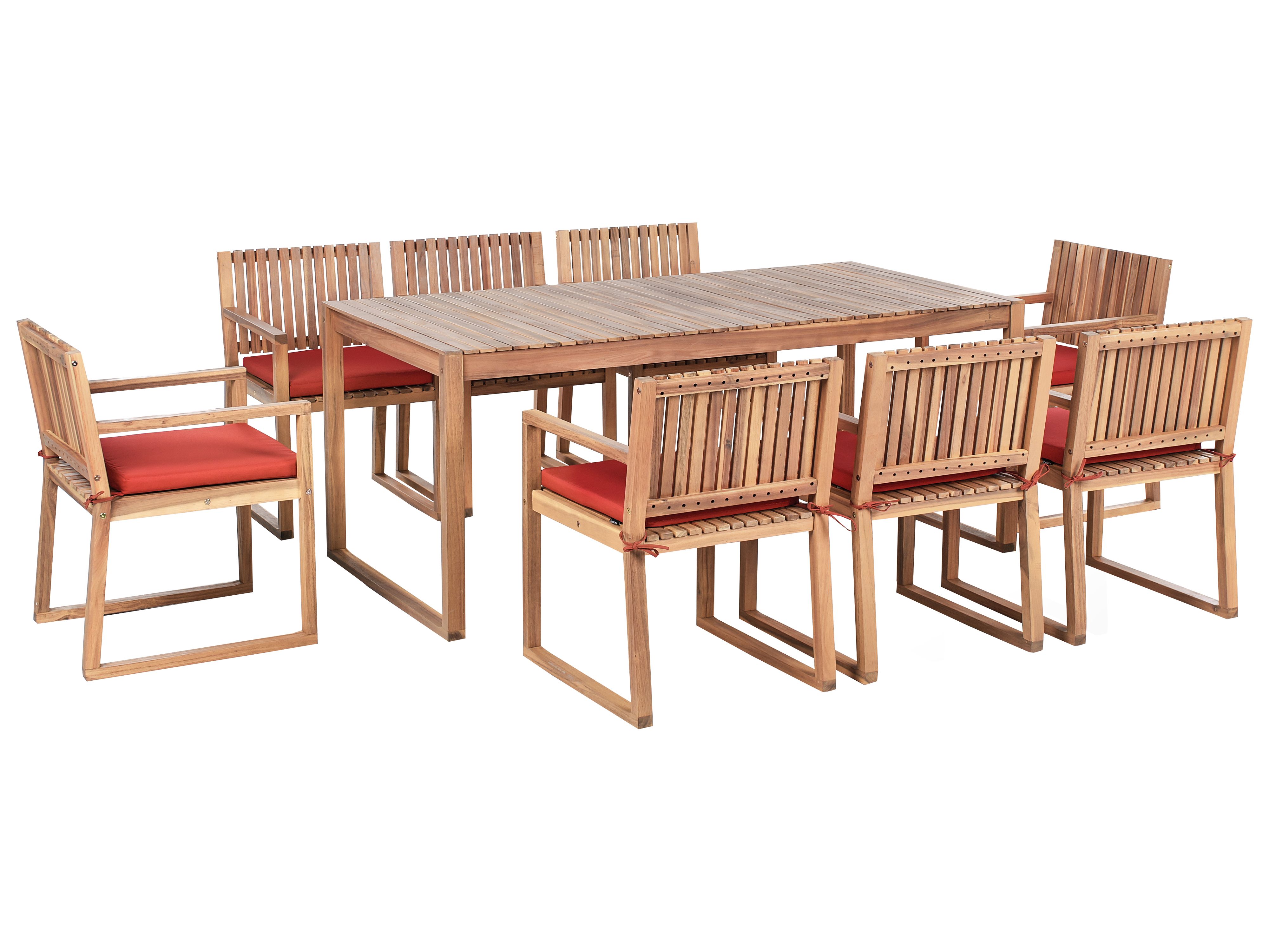 Garden Dining Set 8 Seater SASSARI PREMIUM with Cushions Certified Acacia Wood Red