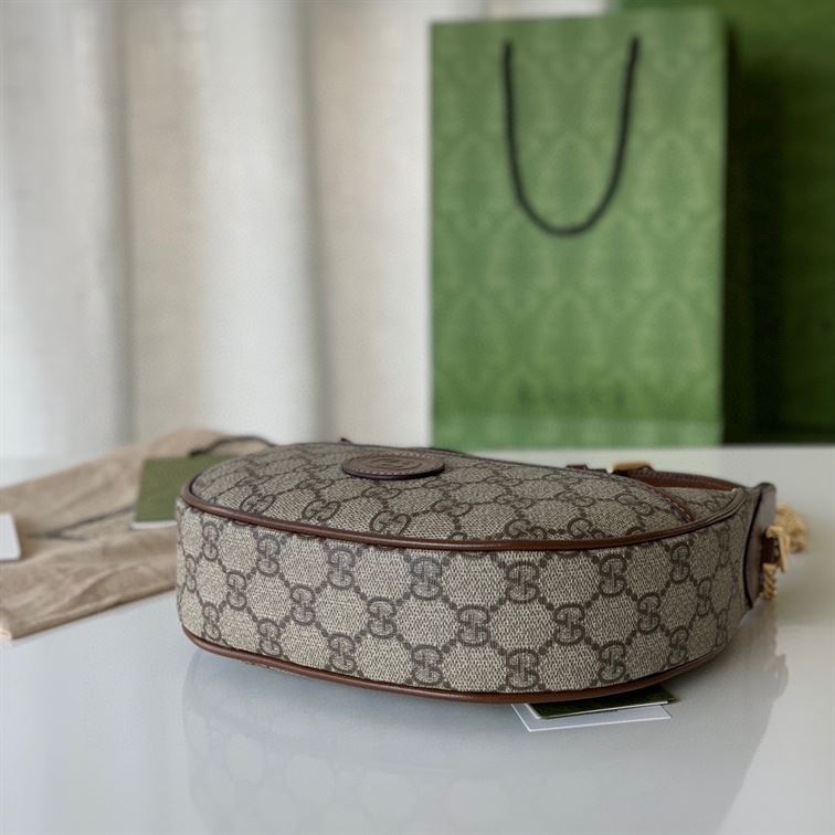 Half-moon-shaped mini bag with Interlocking G Beige and ebony – GB1161:1High-quality replica
