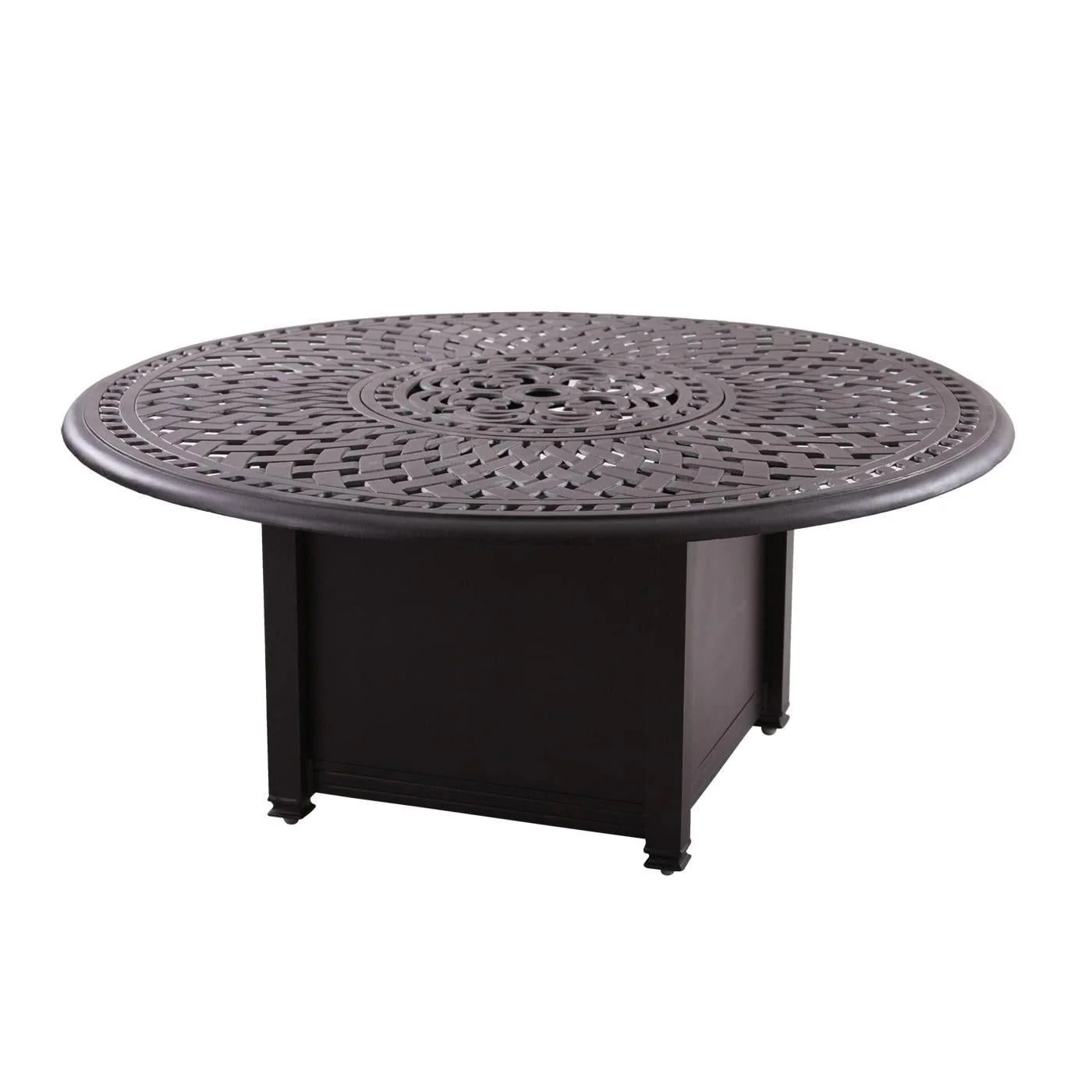 201060-Q-B-AB Round Propane Fire Pit Chat Table | Outdoor Coffee Tables