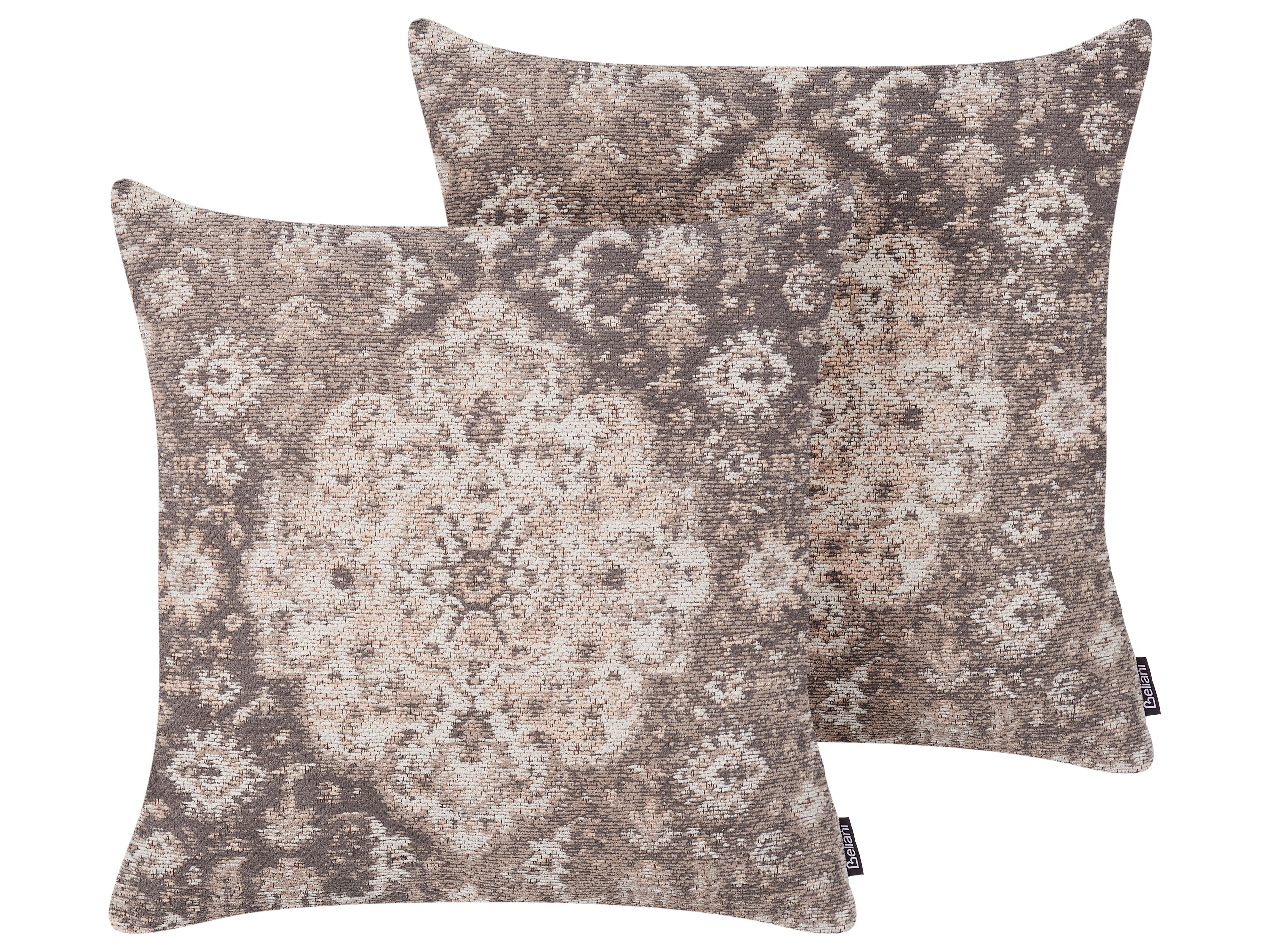 Set of 2 Decorative Cushions MIMISAL Cotton 45 x 45 cm Brown Oriental Pattern