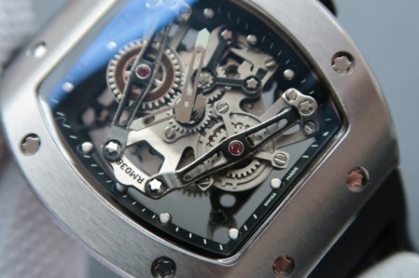 Replica Richard Mille RM038 SS Black Inner Bezel Skeleton Dial Black Rubber Strap Jap Quartz - Top club