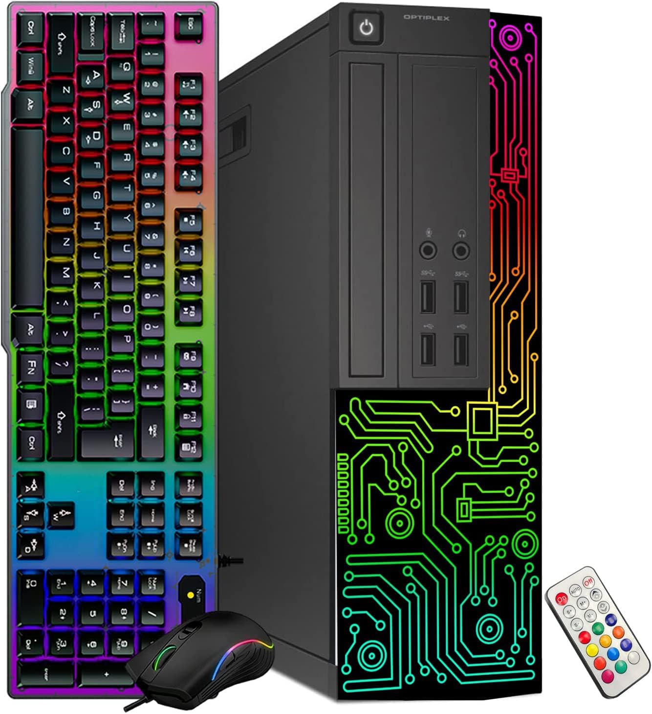 Dell Optiplex Small Desktop Computer (SFF) PC | Quad Core Intel i5 (3.2GHz) | 16GB DDR3 RAM | 512GB SSD | 24 Inch Monitor | RGB Gaming Keyboard & Mouse  Headset | Windows 11 Pro (Renewed)