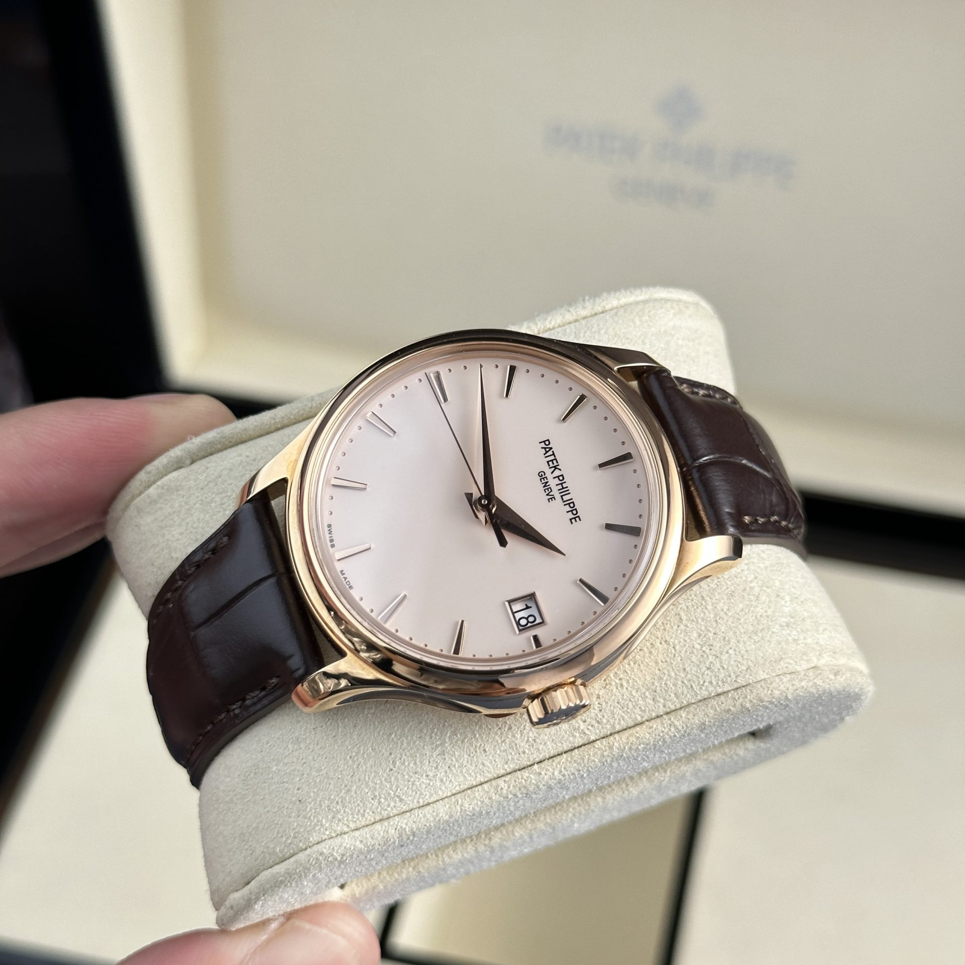 Patek Philippe Replica Watches Calatrava 5227R Leather Strap 3K Factory 39mm - Elite Watch Atelier