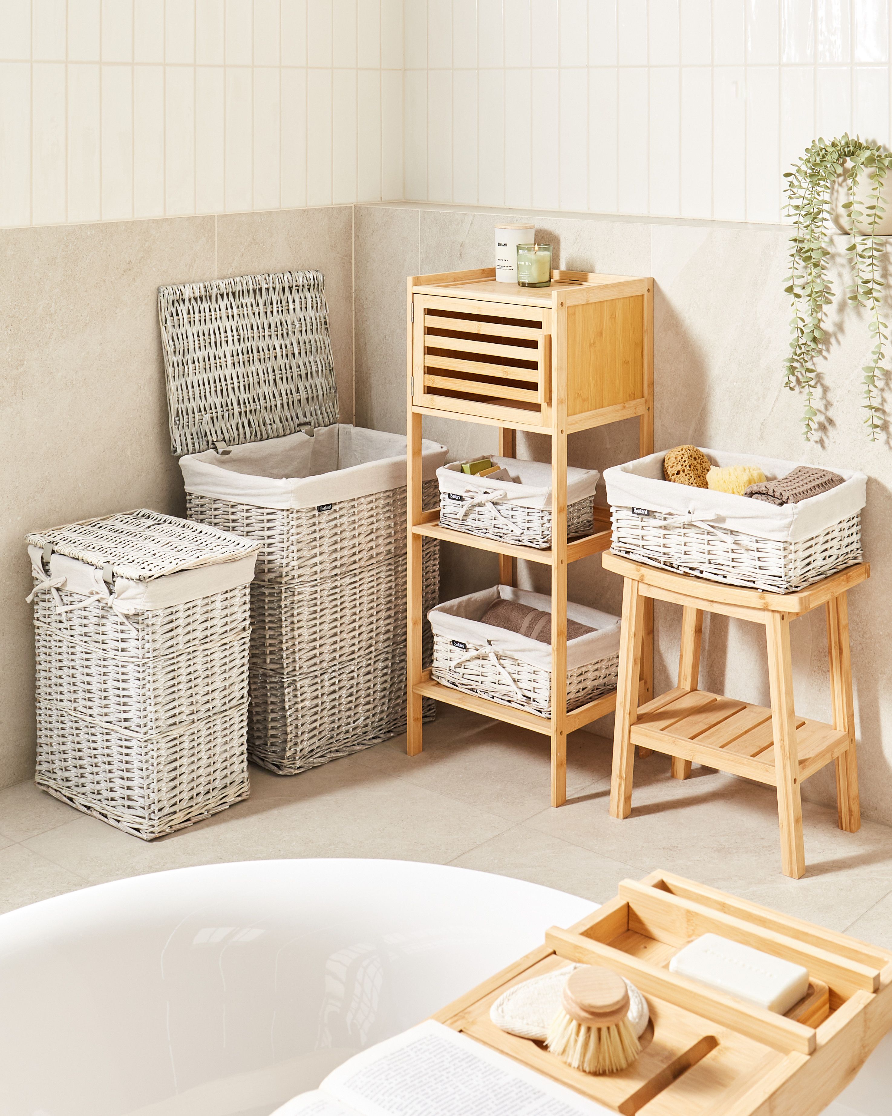 Set of 5 Baskets ELLA Willow Wood Grey 50/86 L
