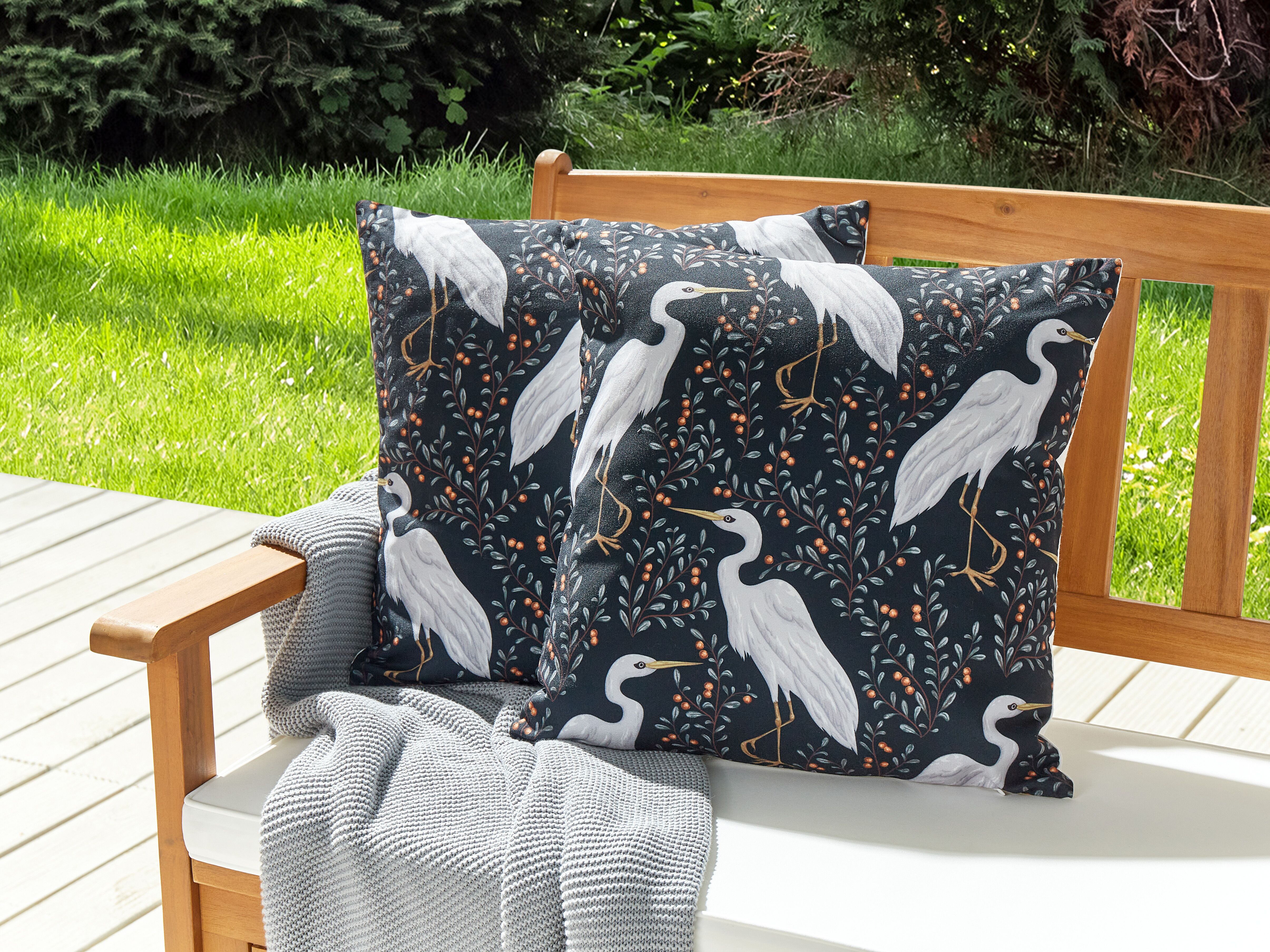 Set of 2 Outdoor Cushions PIANAZZO Animal Pattern 45 x 45 cm Black
