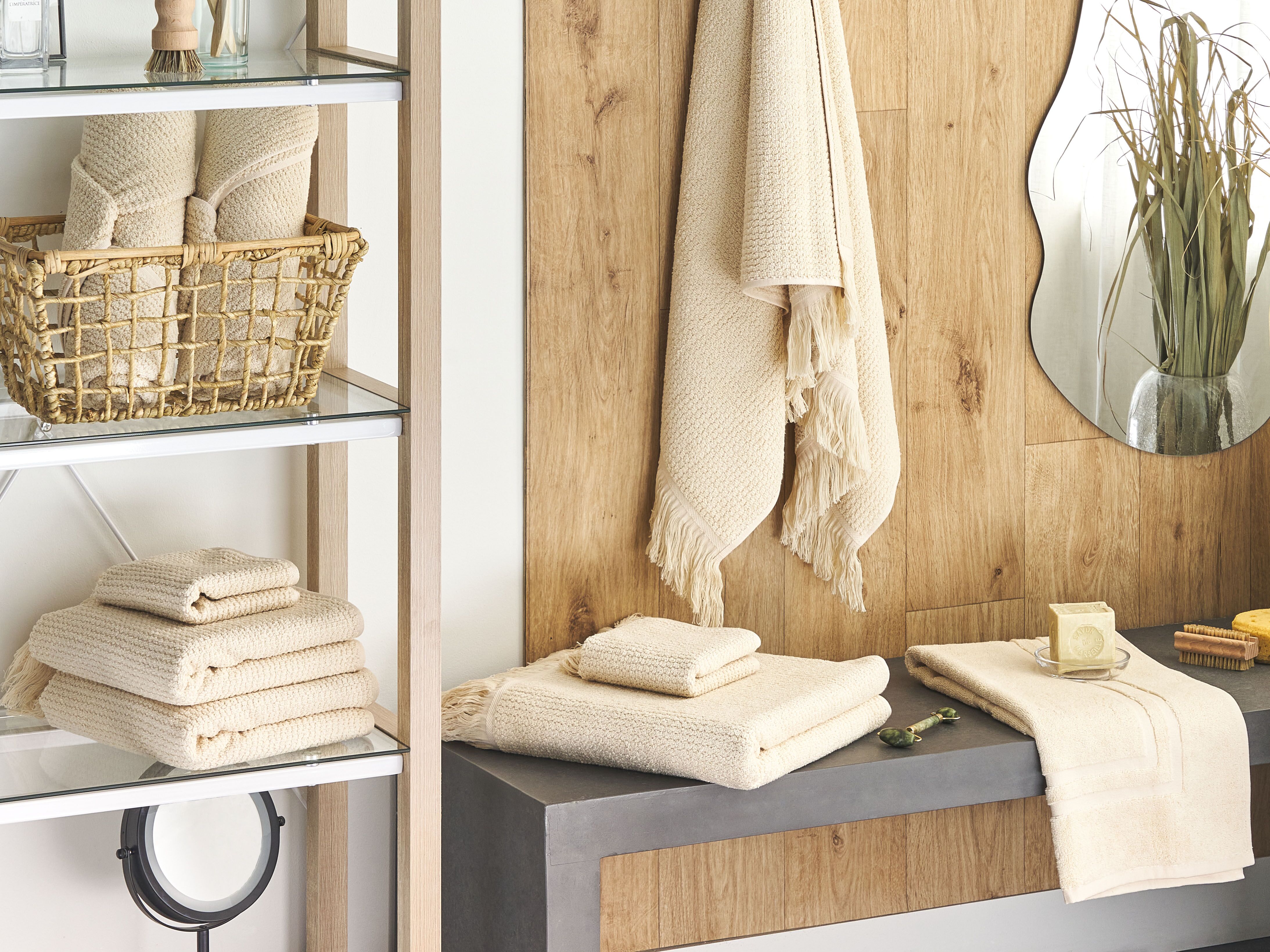 Set of 9 Towels ATIU Terry Cotton Beige