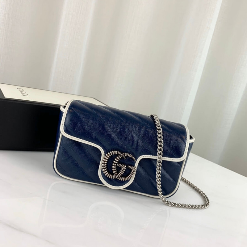 Replica Gucci Gg Marmont Super Mini Bag 574969 Blue1:1High-quality replica