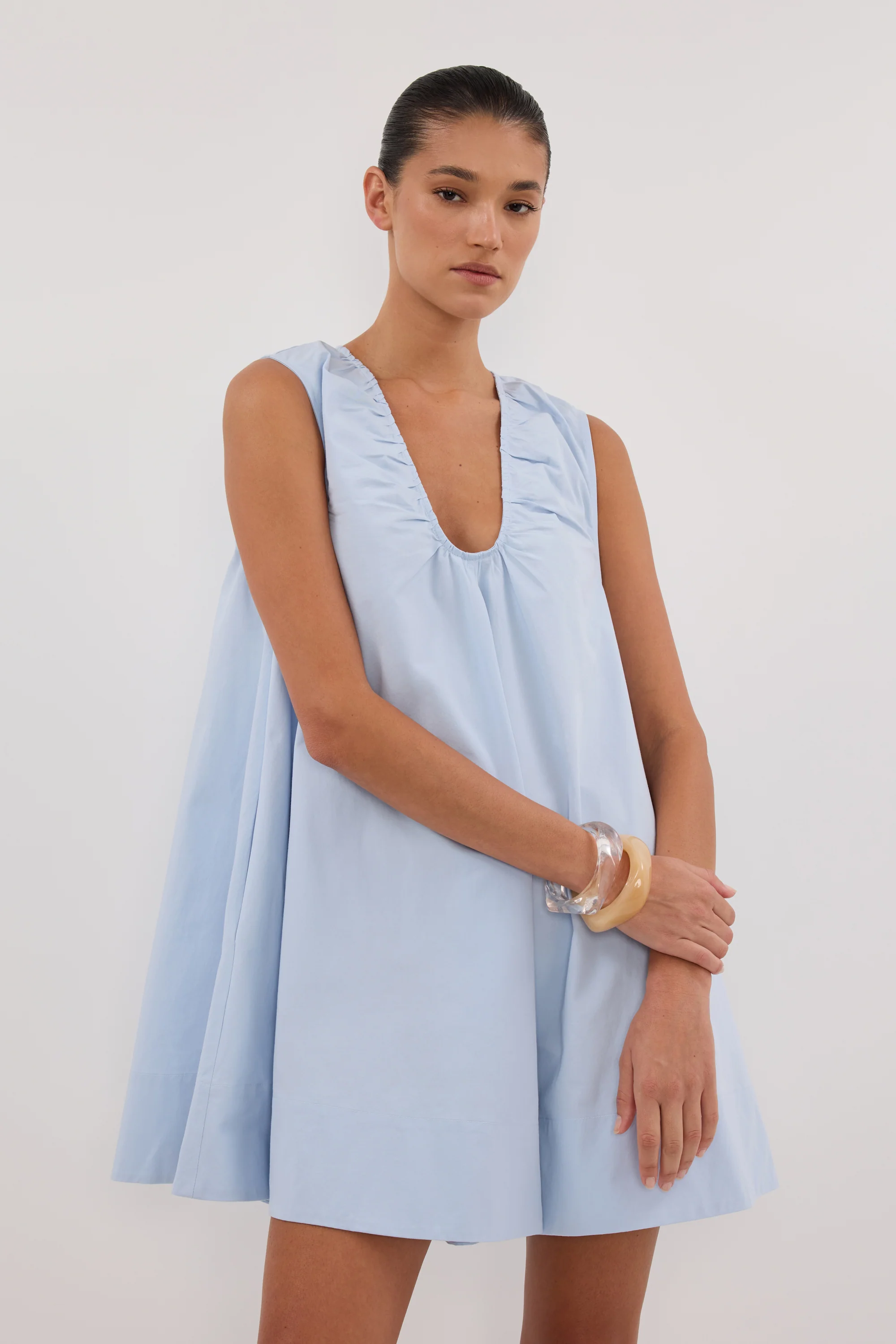 GABBY CORNFLOWER OVERSIZED COTTON MINI DRESS