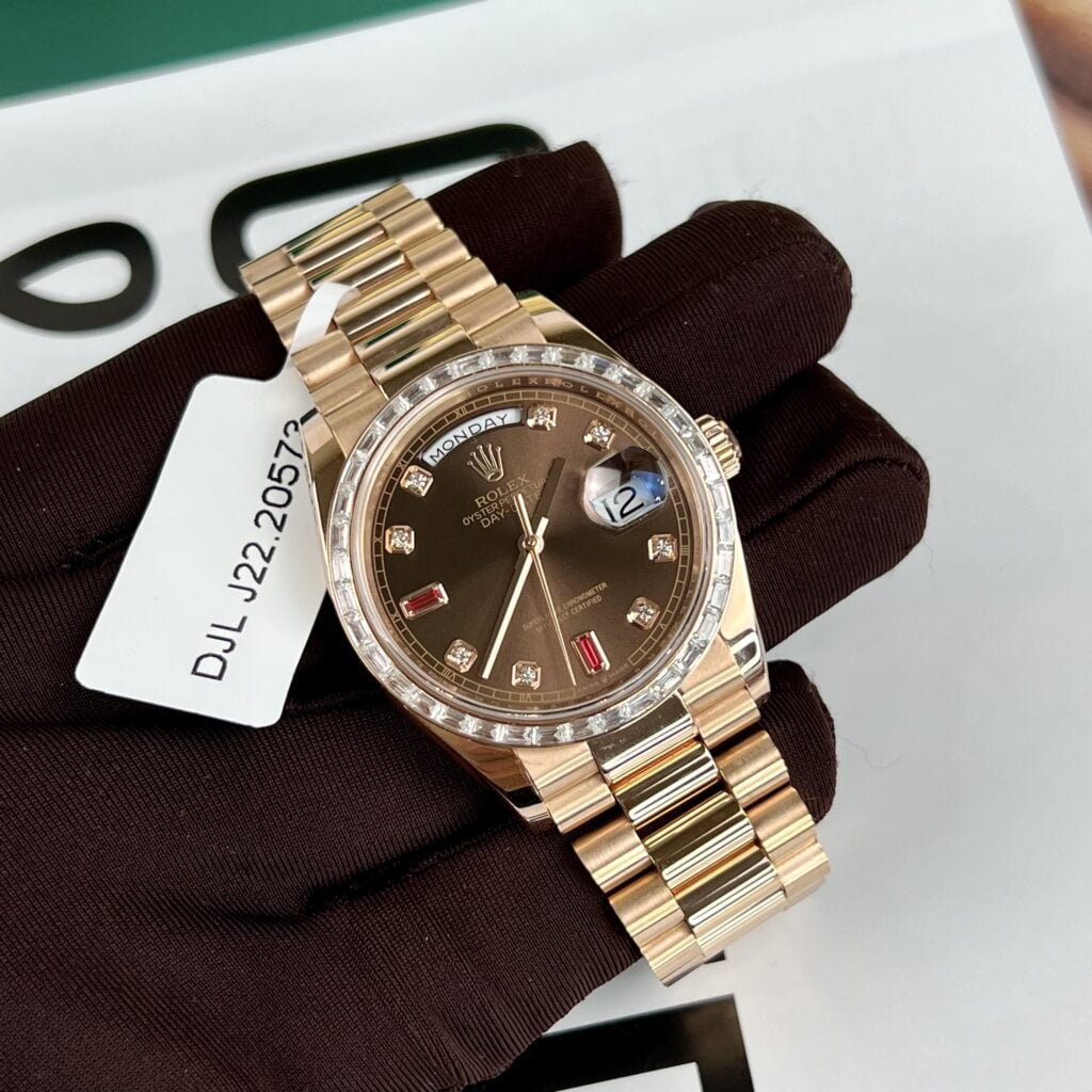 Rolex Day-Date Best Replica Watch Gold Wrapped + Diamonds Moissanite Baguette 36mm - Top club