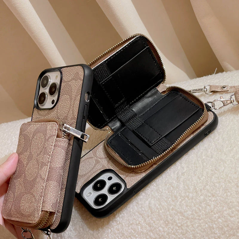 Coach iPhone Case With Wallet Coffee-LQB241412 - Wholesale & Influencer