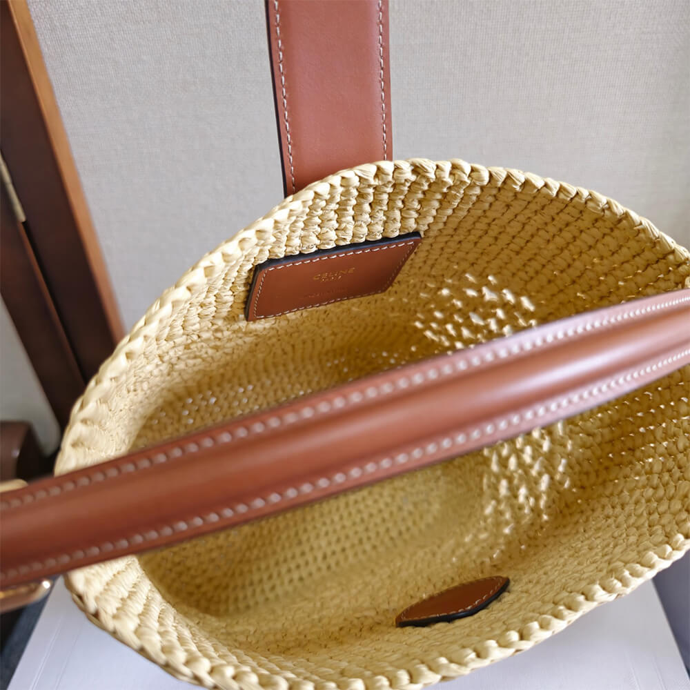 CELINE SMALL LOUISE BUCKET IN RAFFIA AND CALFSKIN(HIGH-END GRADE)1:1High-quality replica