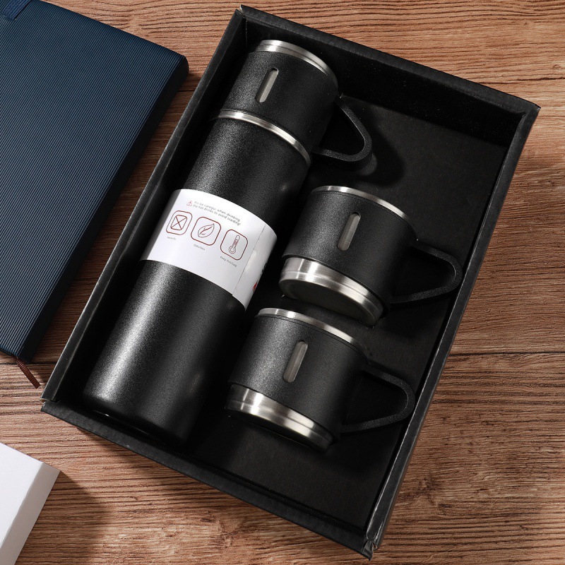 304 Stainless Steel Thermos Cup Gift Box Set 3 Lids Insulated Thermal Water Bottle Vacuum Flask Thermos for Business Giveaway