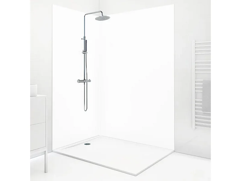 Lot de 2 panneaux de douche en PVC (90x220 & 120x220 cm) + profilés blanc - Essentiel - Blanc