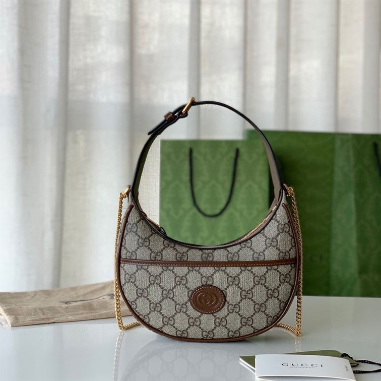 Half-moon-shaped mini bag with Interlocking G Beige and ebony – GB1161:1High-quality replica