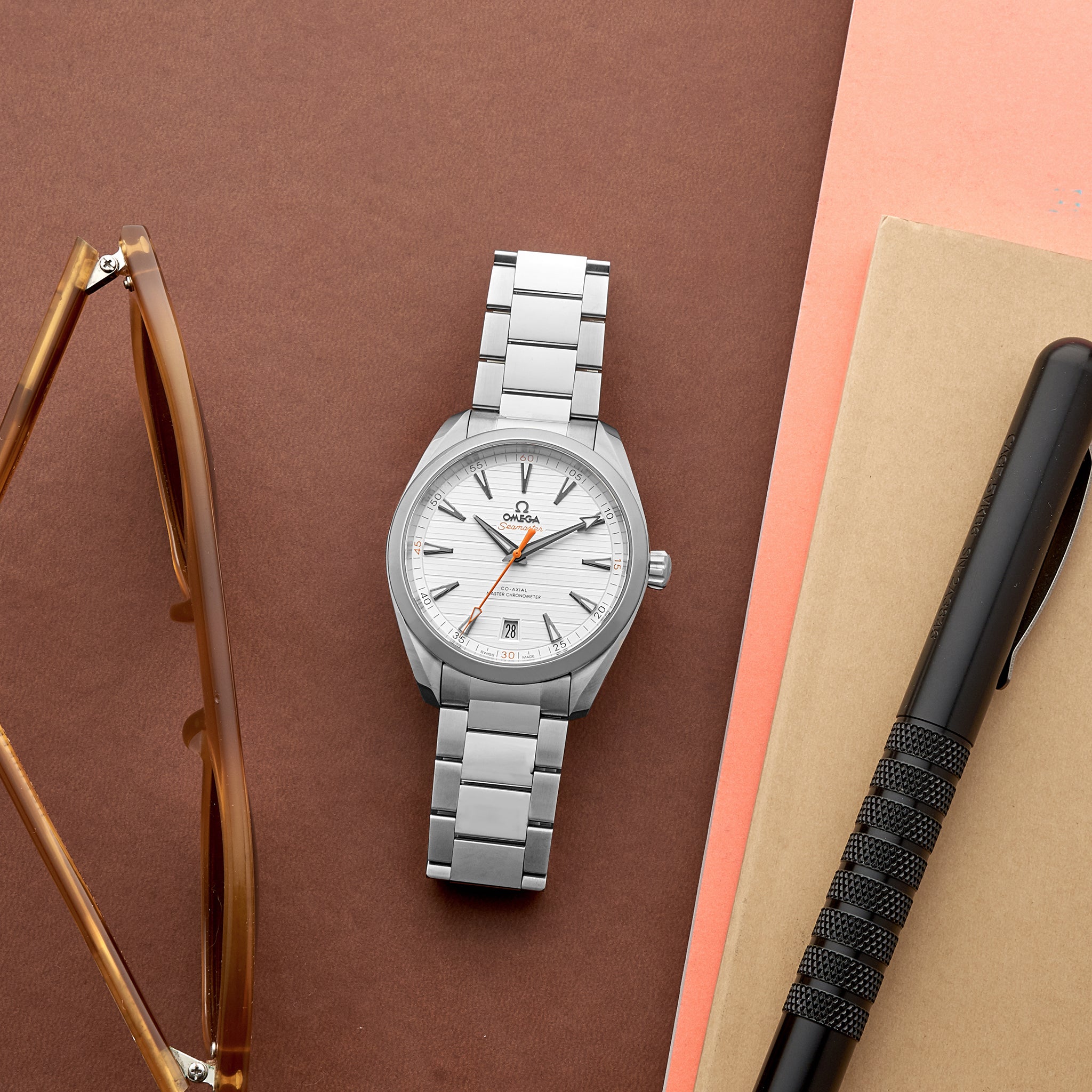 Seamaster Aqua Terra 150M Co-Axial Master Chronometer 41mm White Dial With Orange Accents On Bracelet(1:1 replica) - Elite Watch Atelier