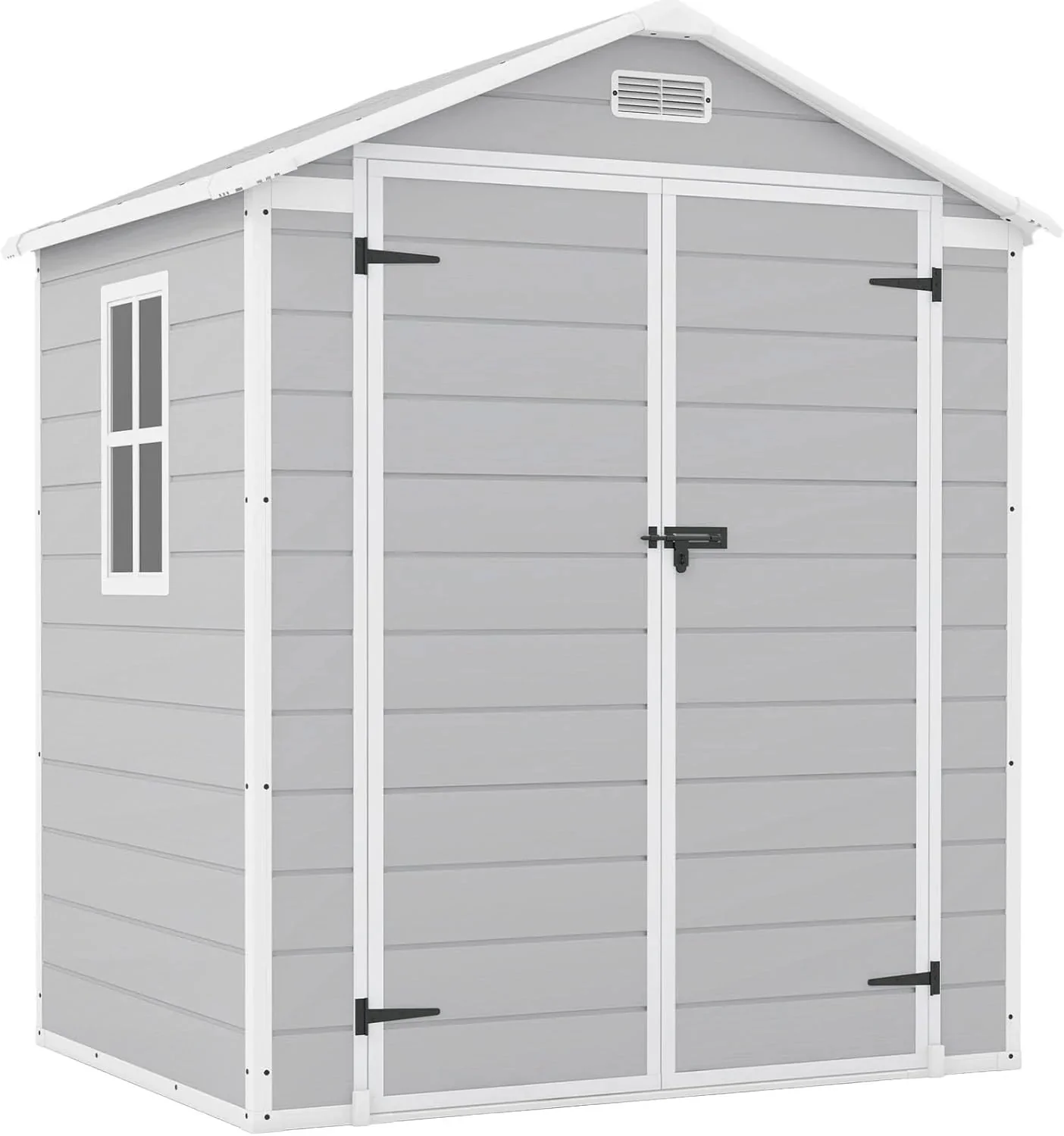 Patiowell 6x4 FT Resin Outdoor Storage Shed With Floor - Light Gray - Image 2 Patiowell 6x4 FT Resin Outdoor Storage Shed With Floor - Light Gray - Image 2