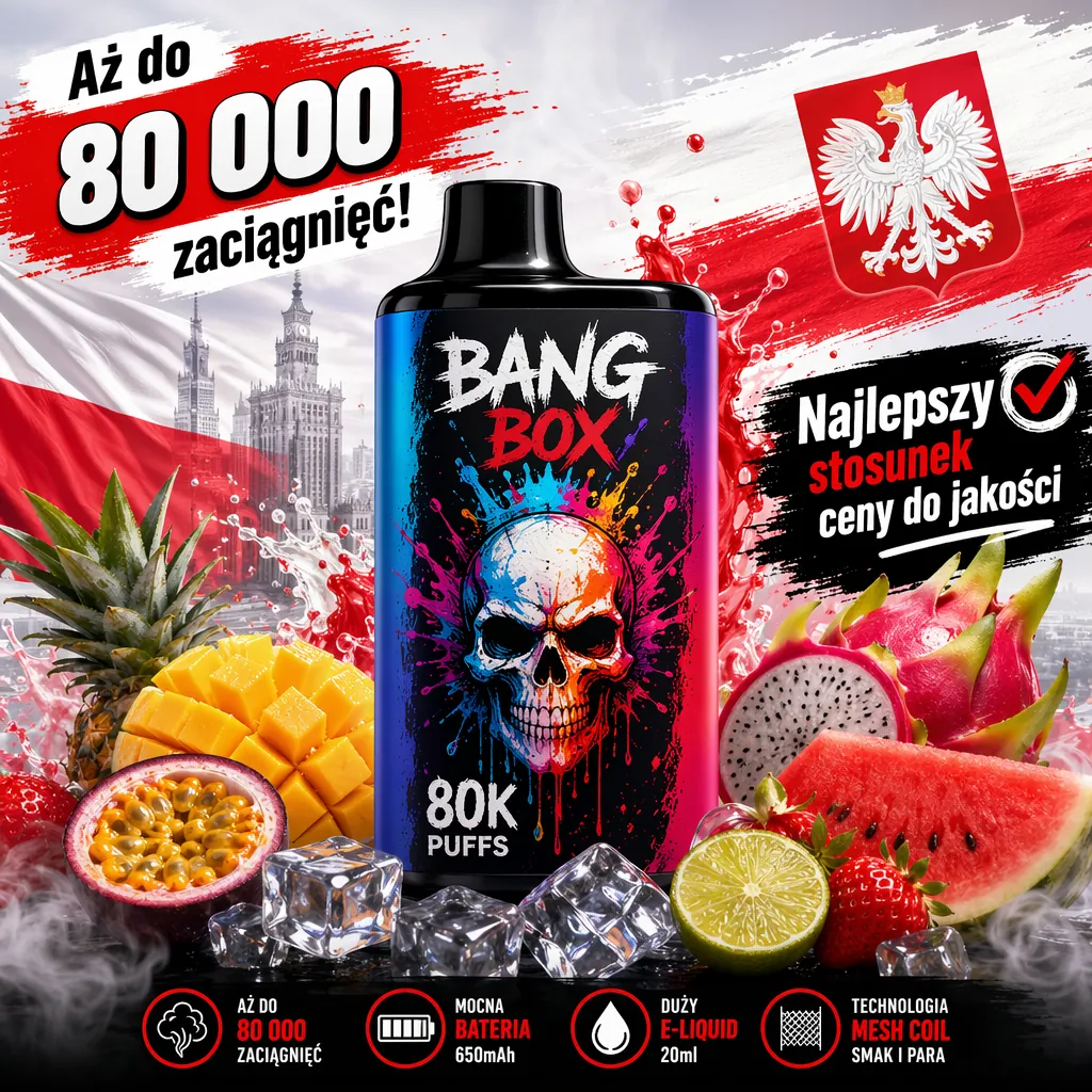 BANG BOX 80 000 zaciągnięć – pojedyncze urządzenie 3w1; 650 mAh, 20 ml, Mesh Coil