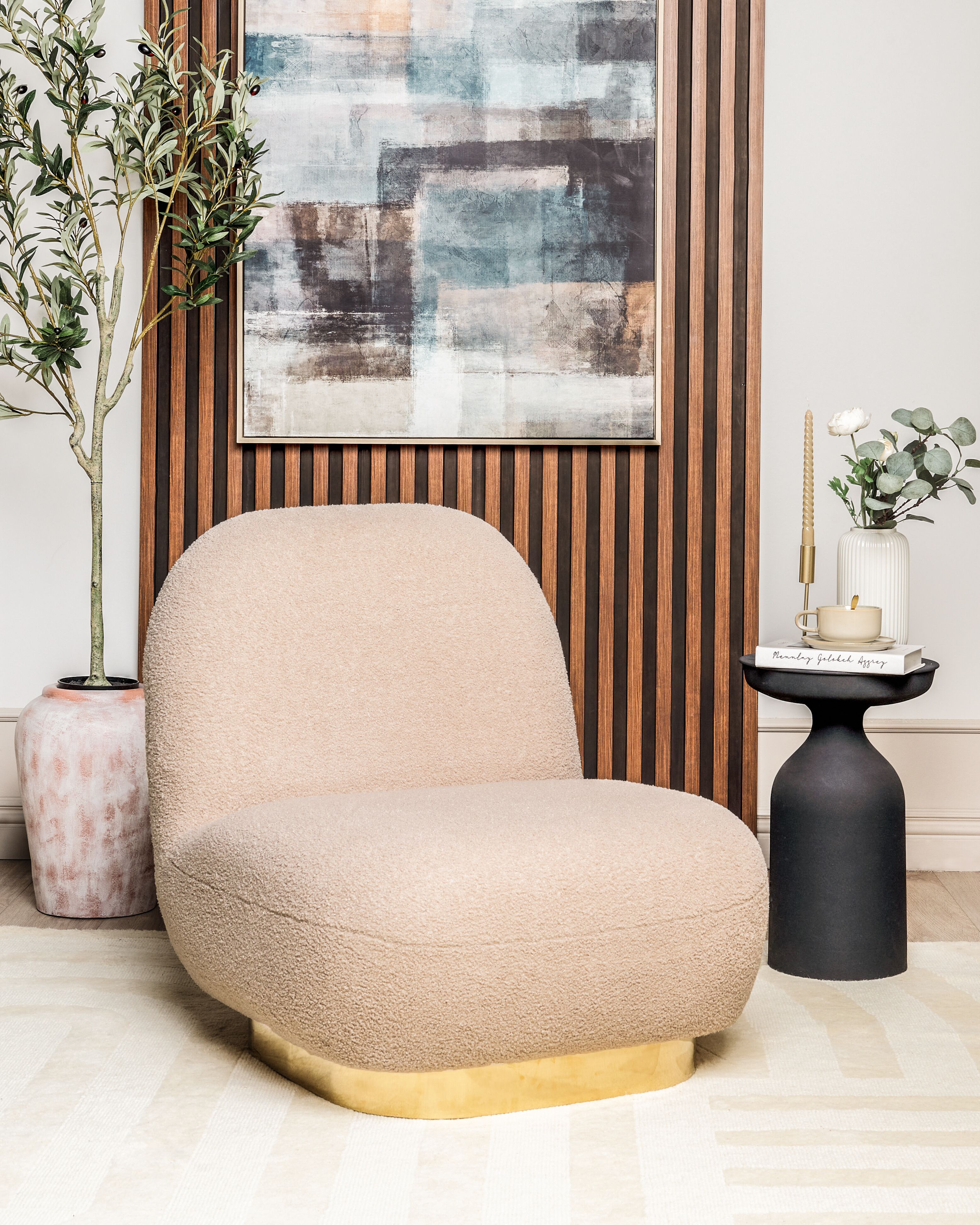 Armchair LOVIISA Boucle Beige
