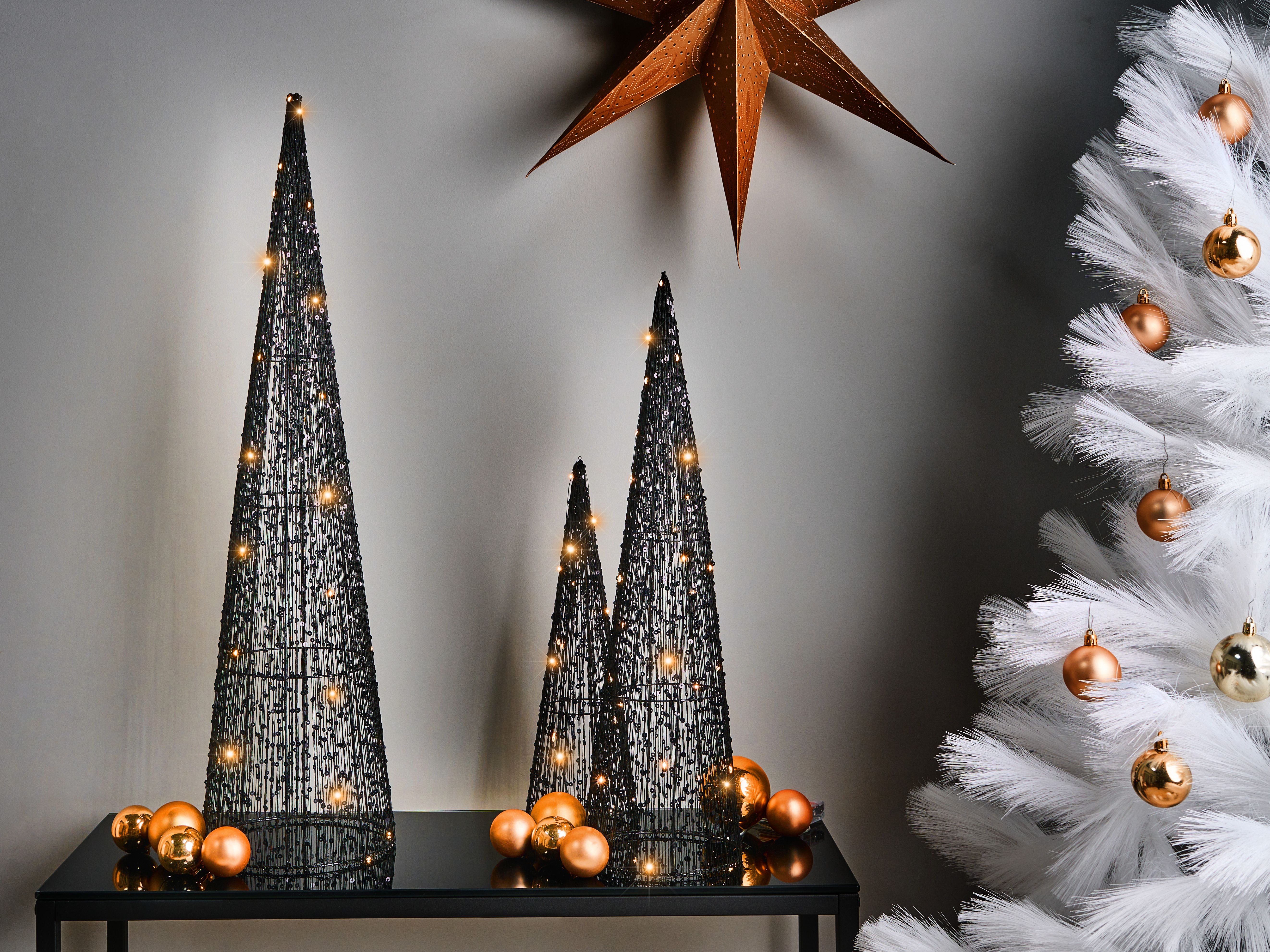 Set of 3 Christmas Decorations LED VEJLESO Christmas Tree 40/60/80 cm Black