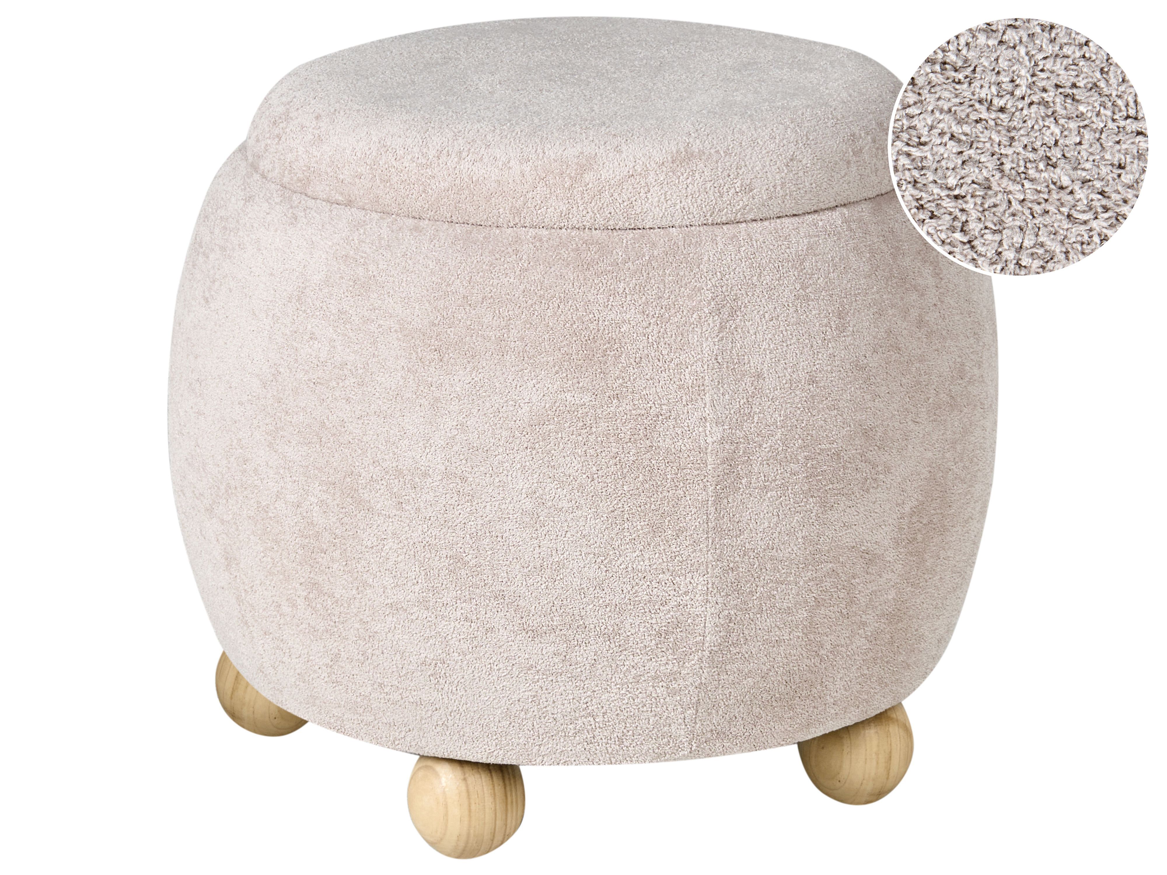 Storage Pouffe ANNABELLA Boucle Light Beige