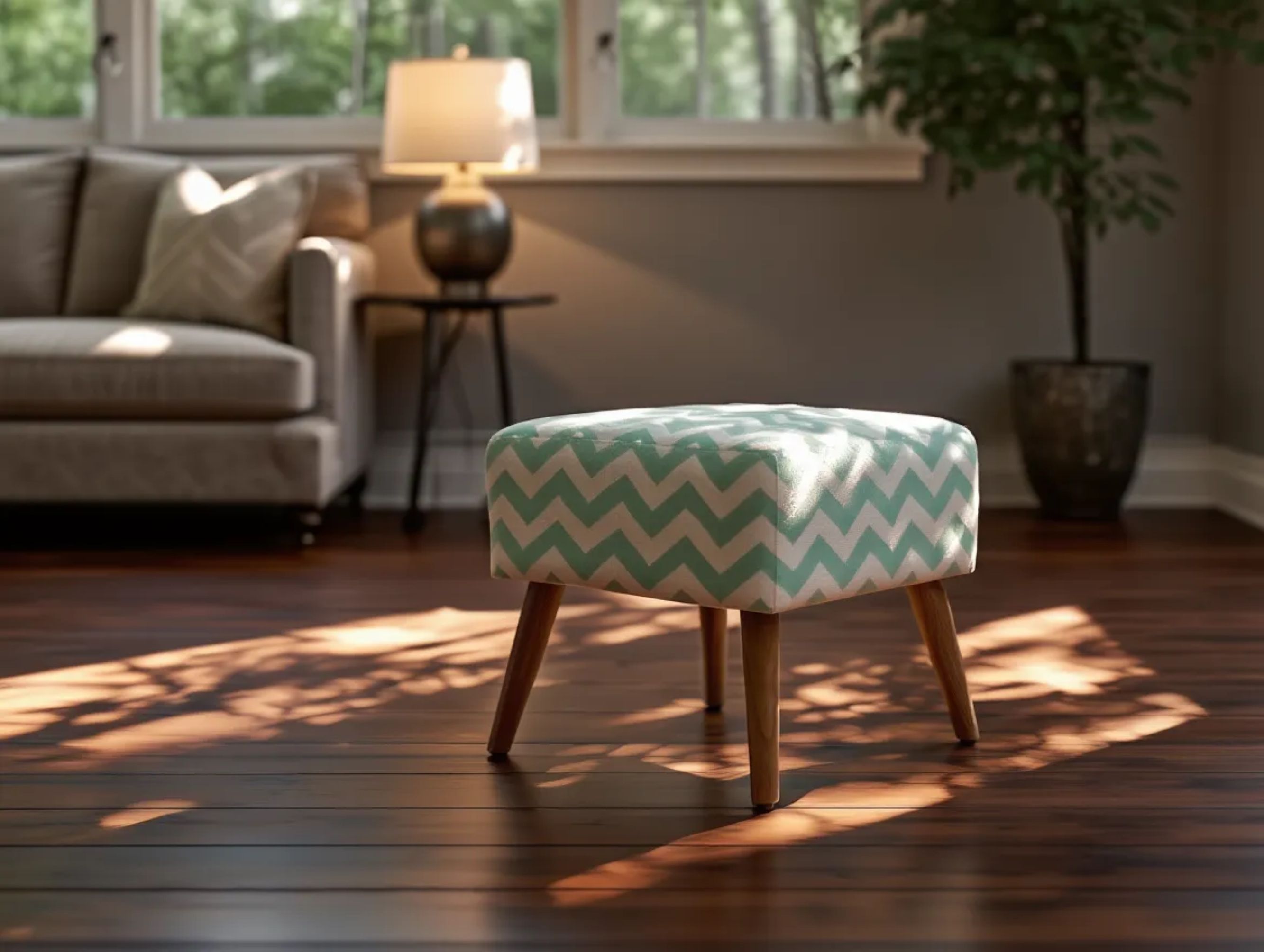 Footstool MANTEO Cotton Mint Green
