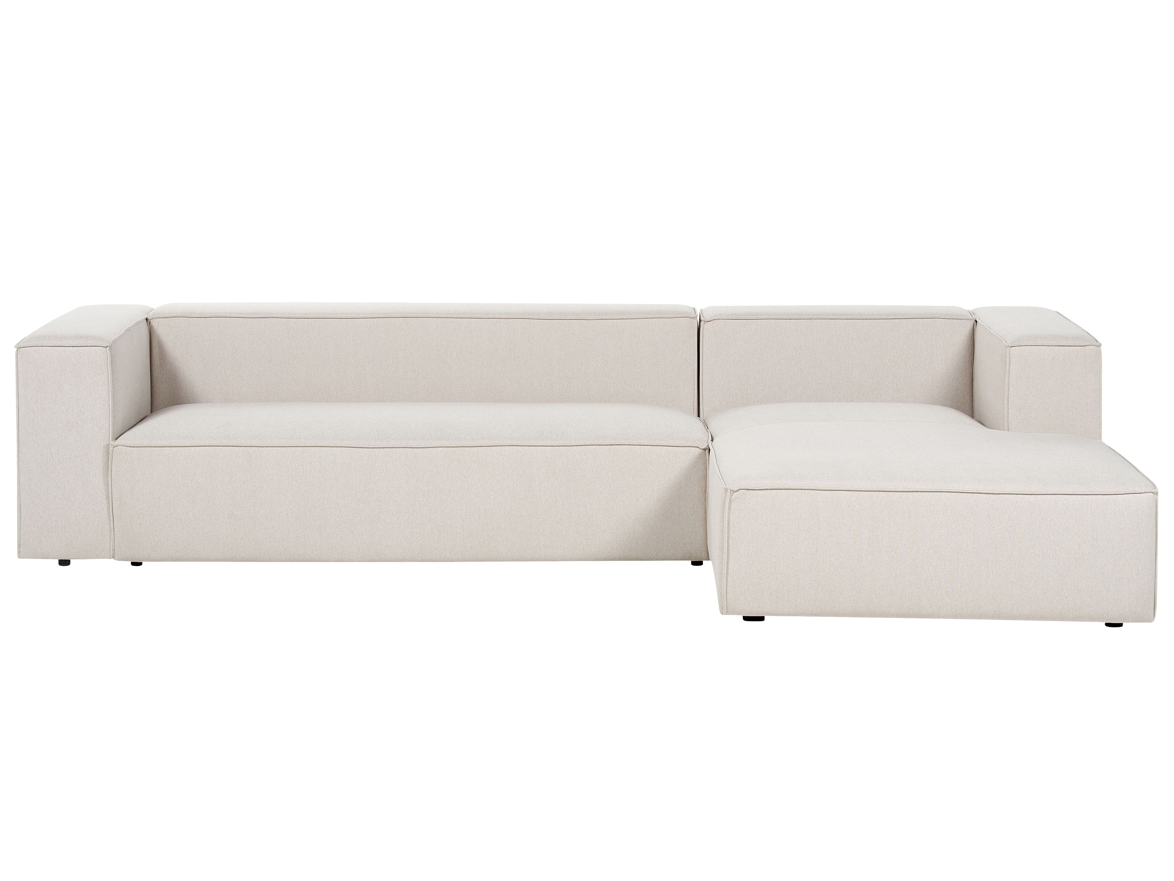 Corner Sofa 3 Seater VERNON Fabric Light Beige Left Hand