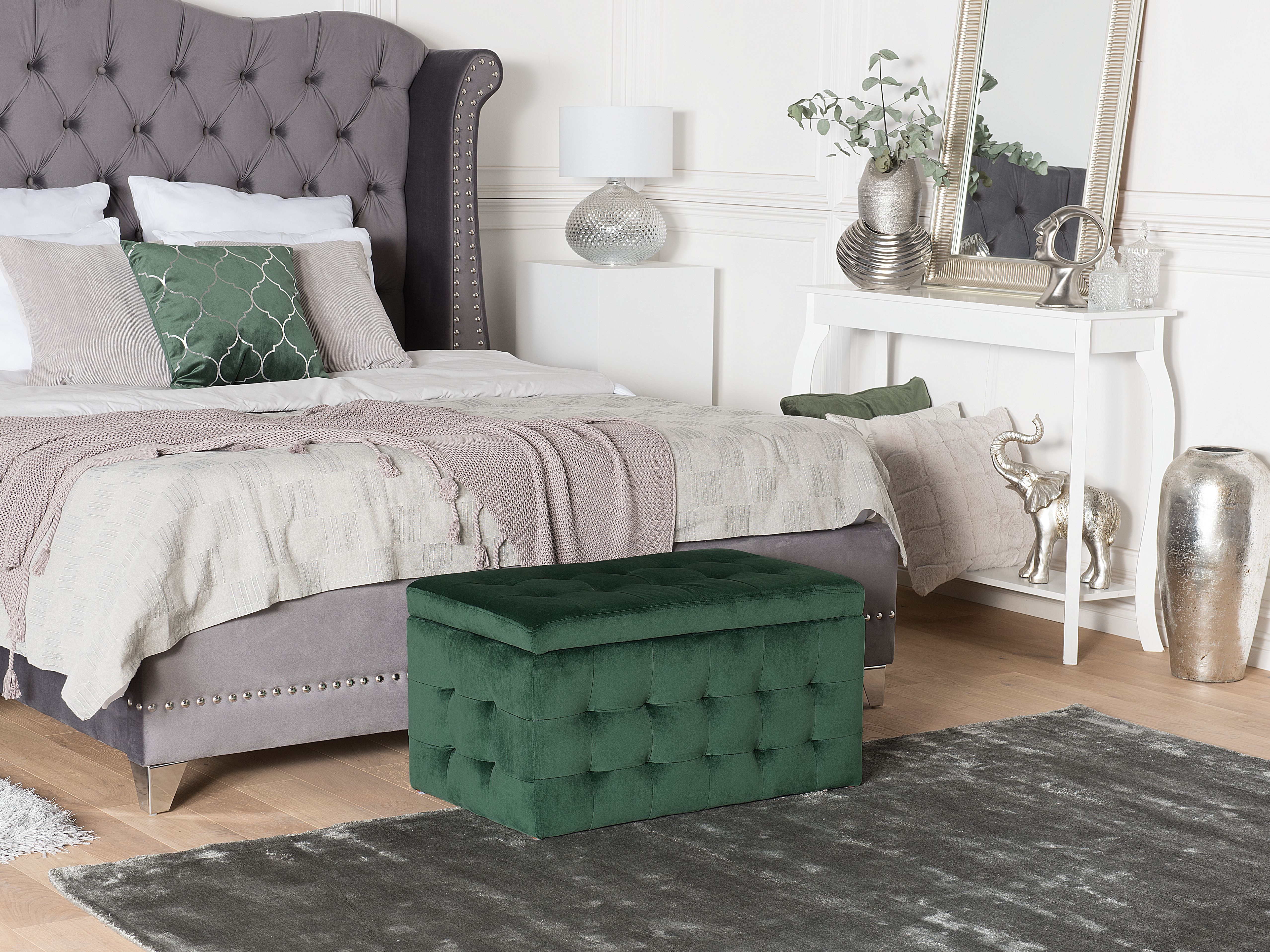 Storage Ottoman MICHIGAN Velvet Dark Green
