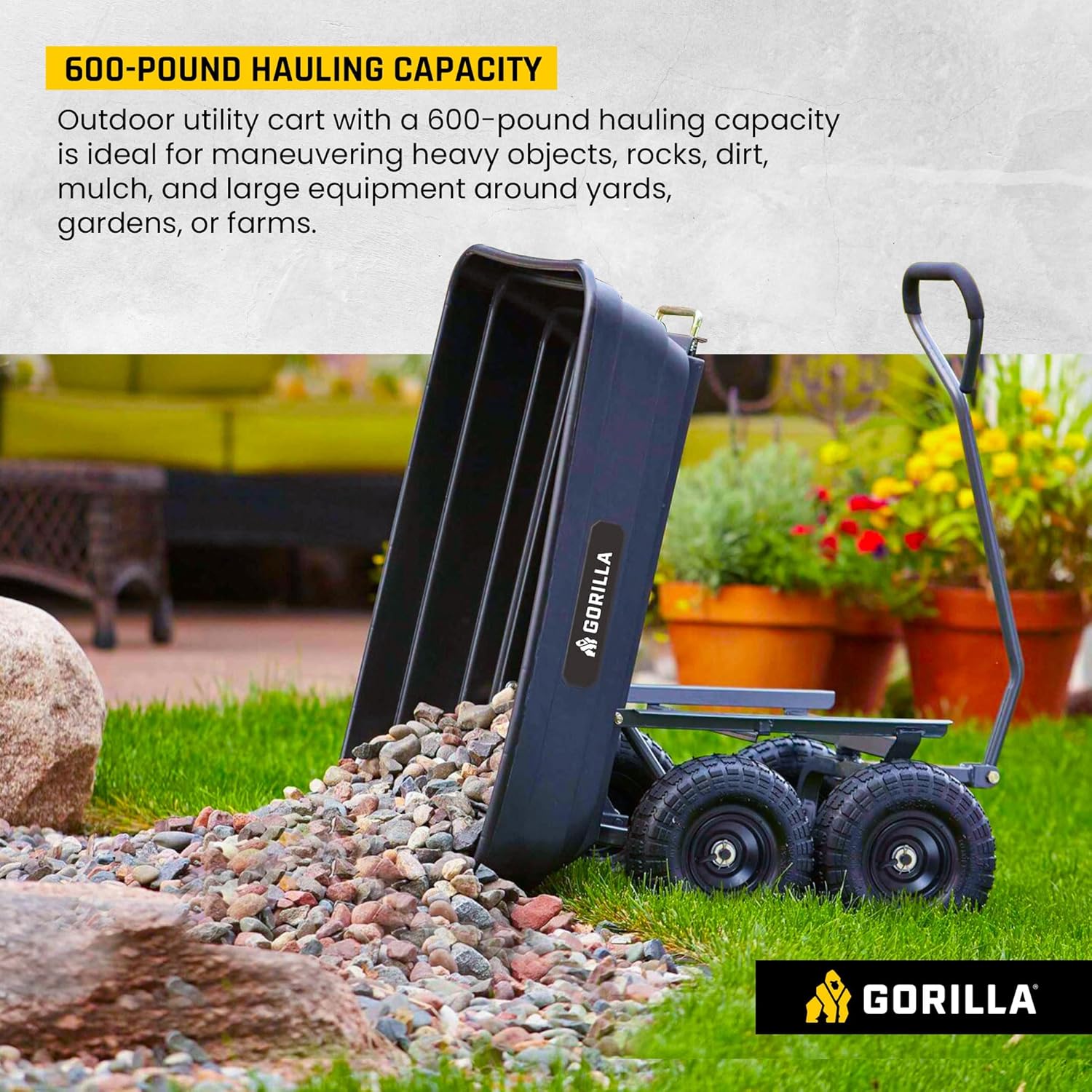 Gorilla Carts Utility Dump Wagon 6 Cubic Feet 1200 lb Capacity Black - GOR6PS - Image 28 Gorilla Carts Utility Dump Wagon 6 Cubic Feet 1200 lb Capacity Black - GOR6PS - Image 28