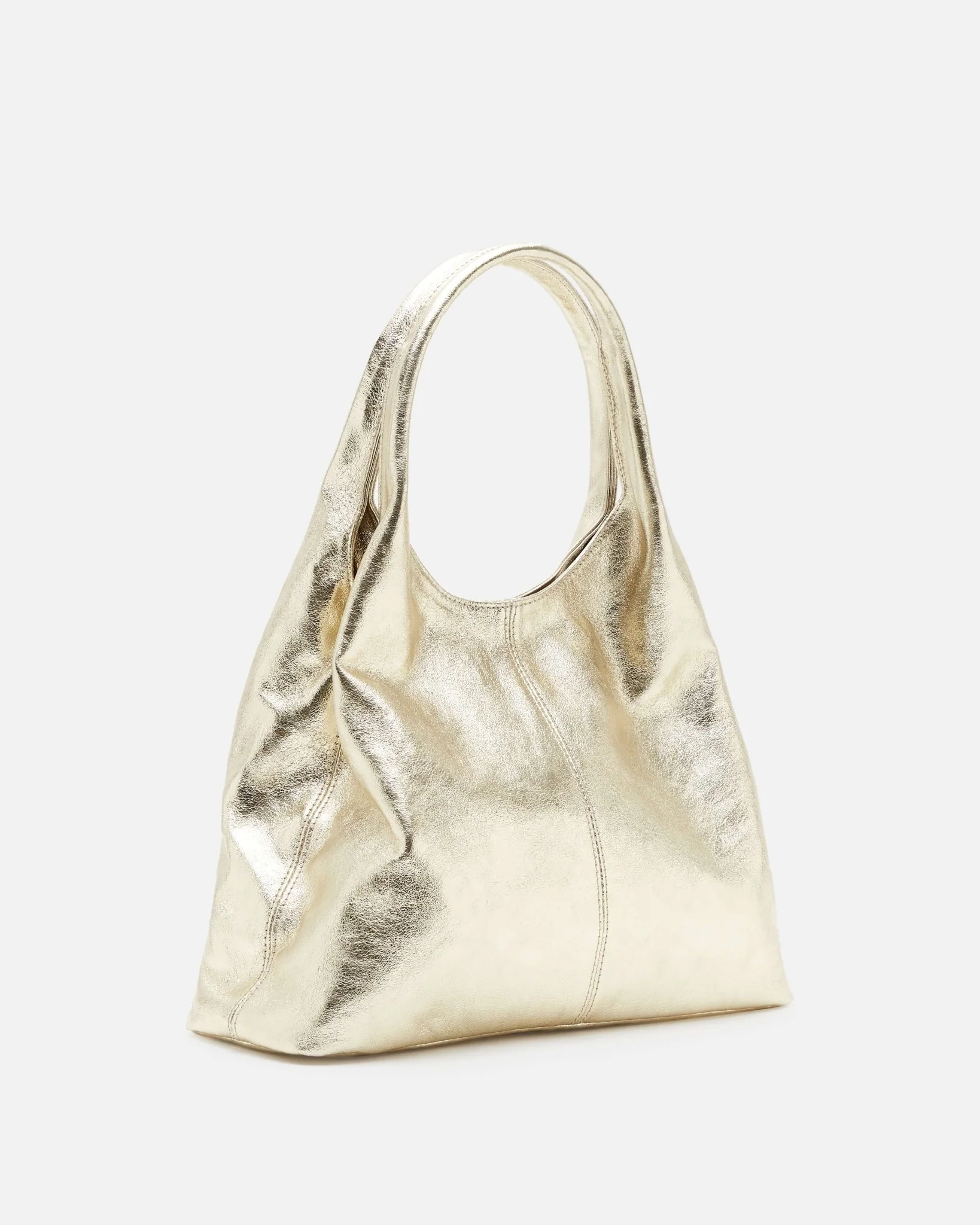 SAC ATIKA/MET - En cuir métallisé porté épaule platine