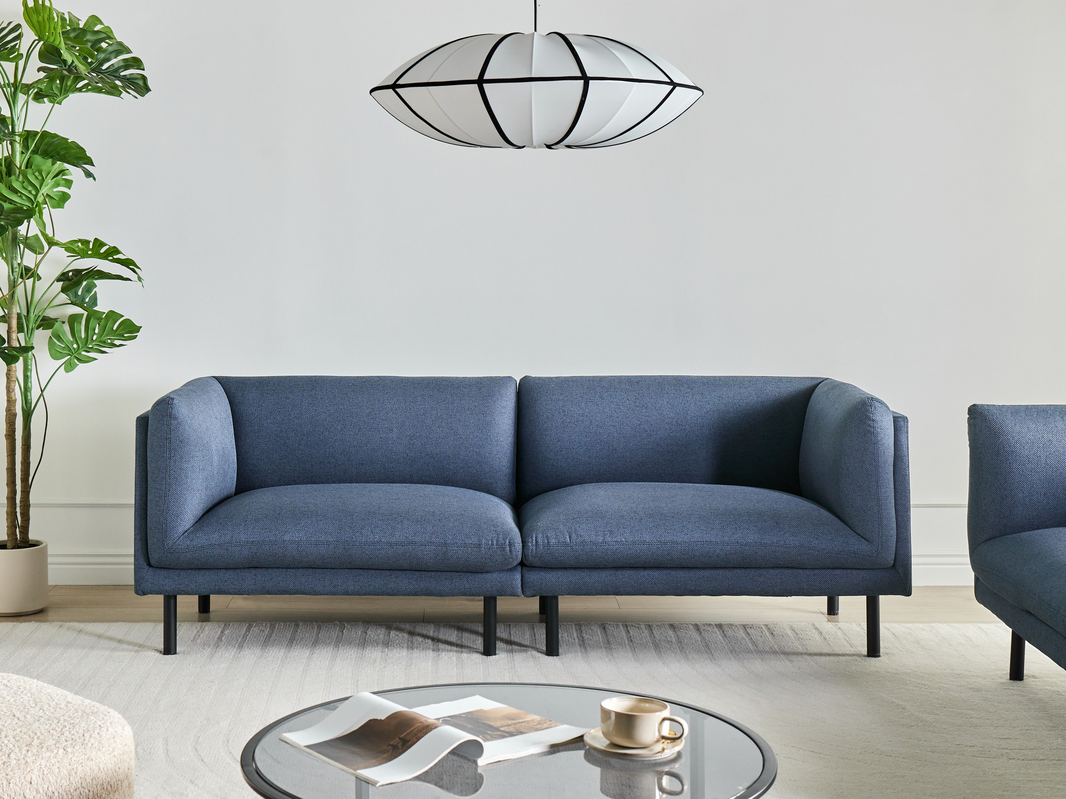 Sofa 3 Seater VORGOD Fabric Dark Blue