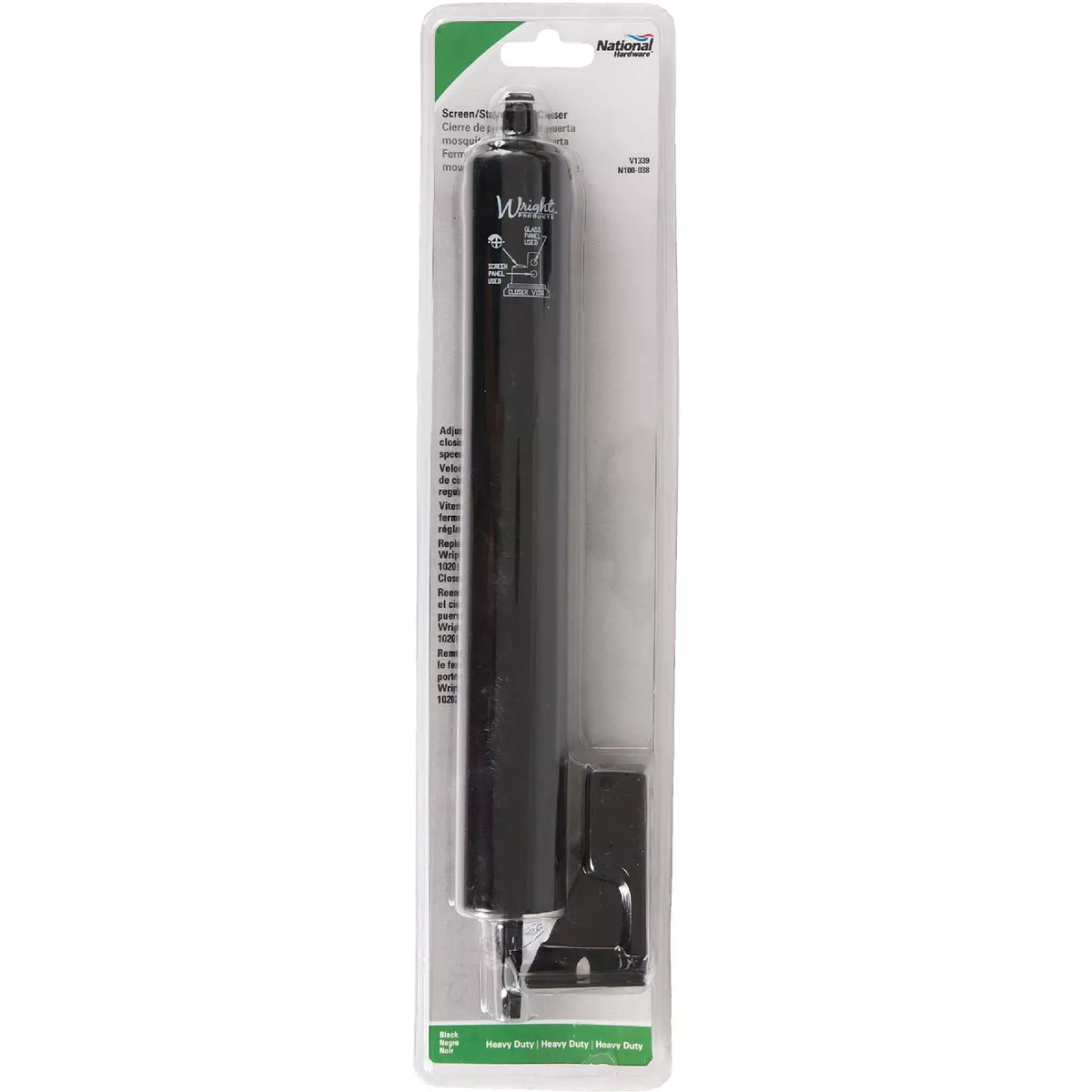 National Hardware Black Heavy-Duty Pneumatic Screen Door Closer