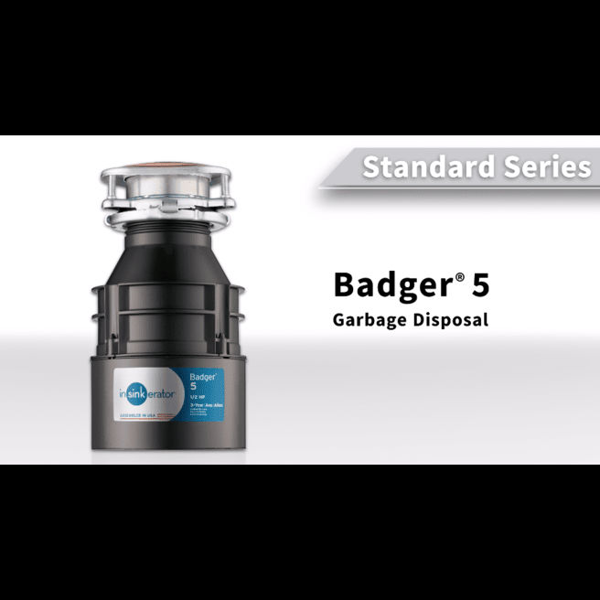 Insinkerator Badger 1/2 HP Garbage Disposer, 3 Year Warranty