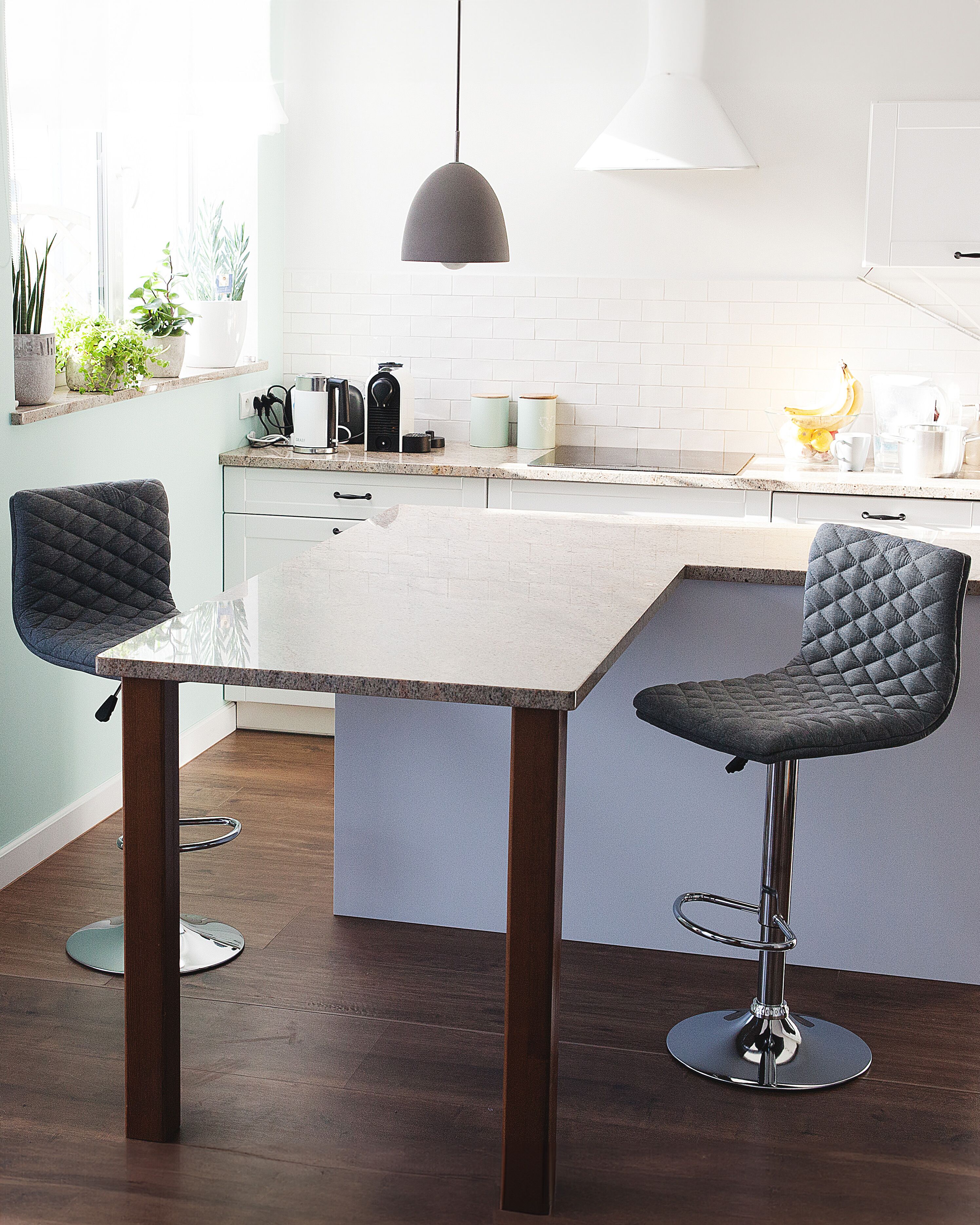 Set of 2 Bar Chairs ORLANDO Swivel Grey