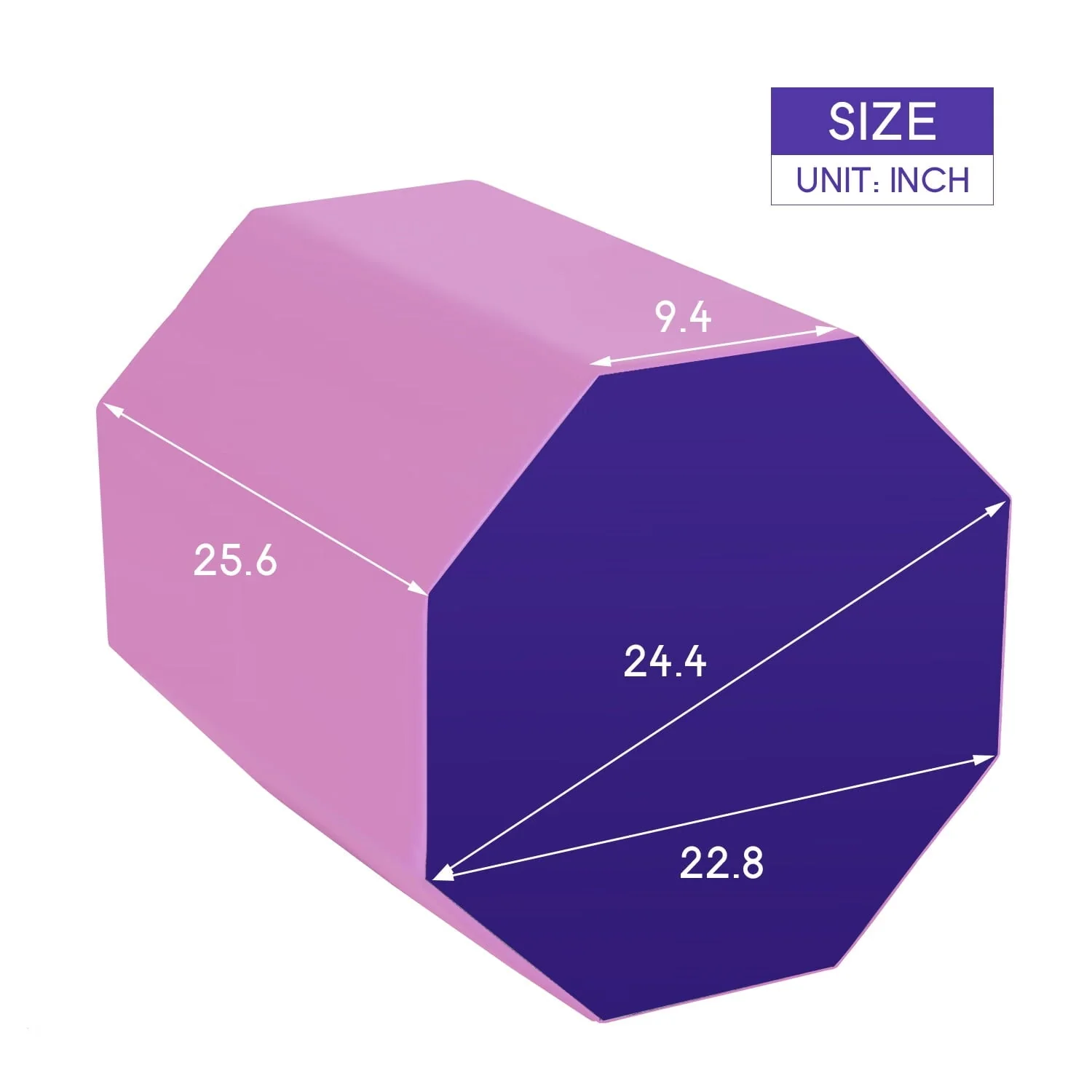 YRLLENSDAN 25x 26 inch Octagon Tumbling Mat for Gymnastics, Gymnastics Octagon Tumbler Mat Fitness Equipment Mat Home Gym, Pink