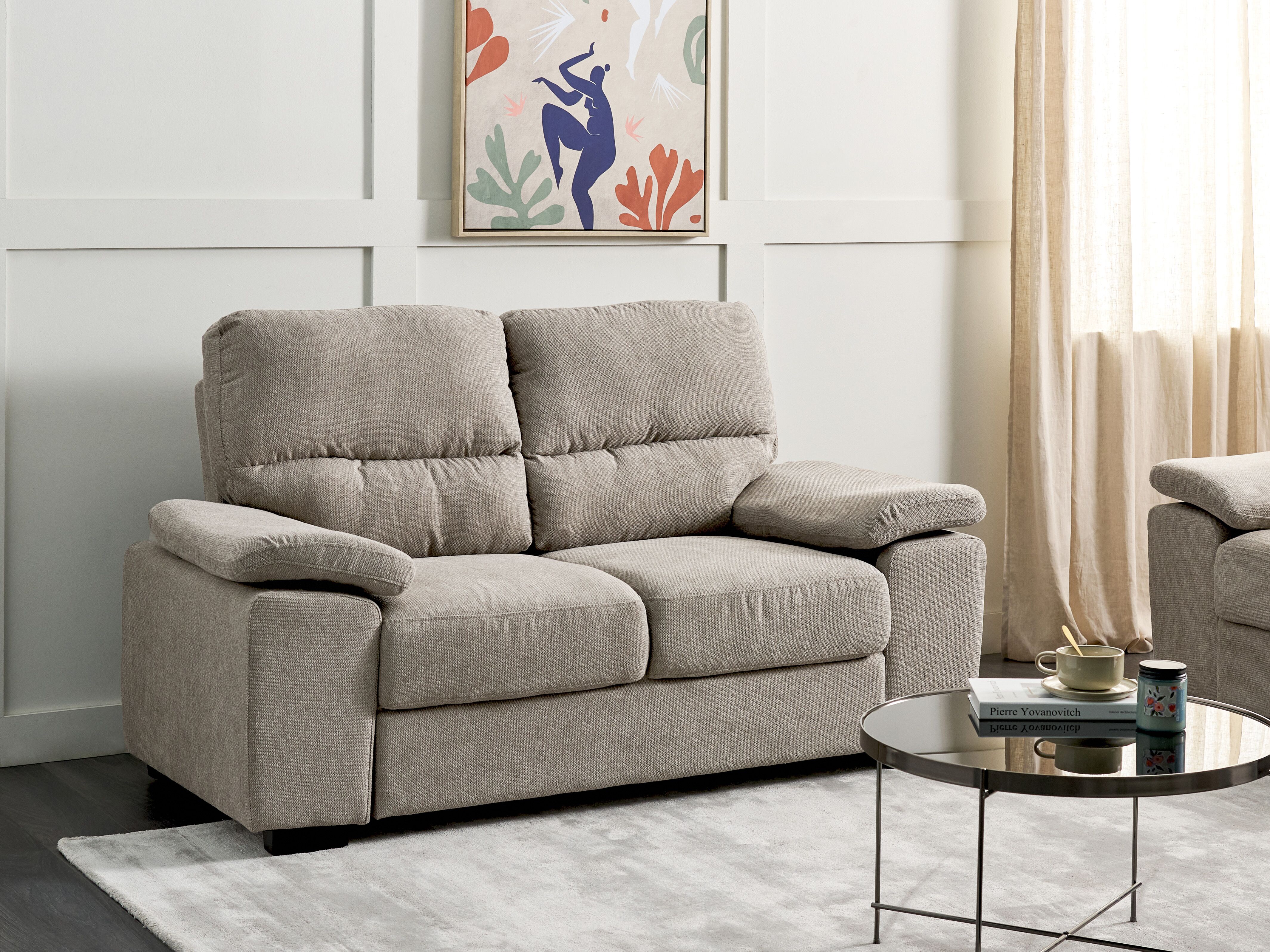 Sofa 2 Seater VOGAR Fabric Light Brown