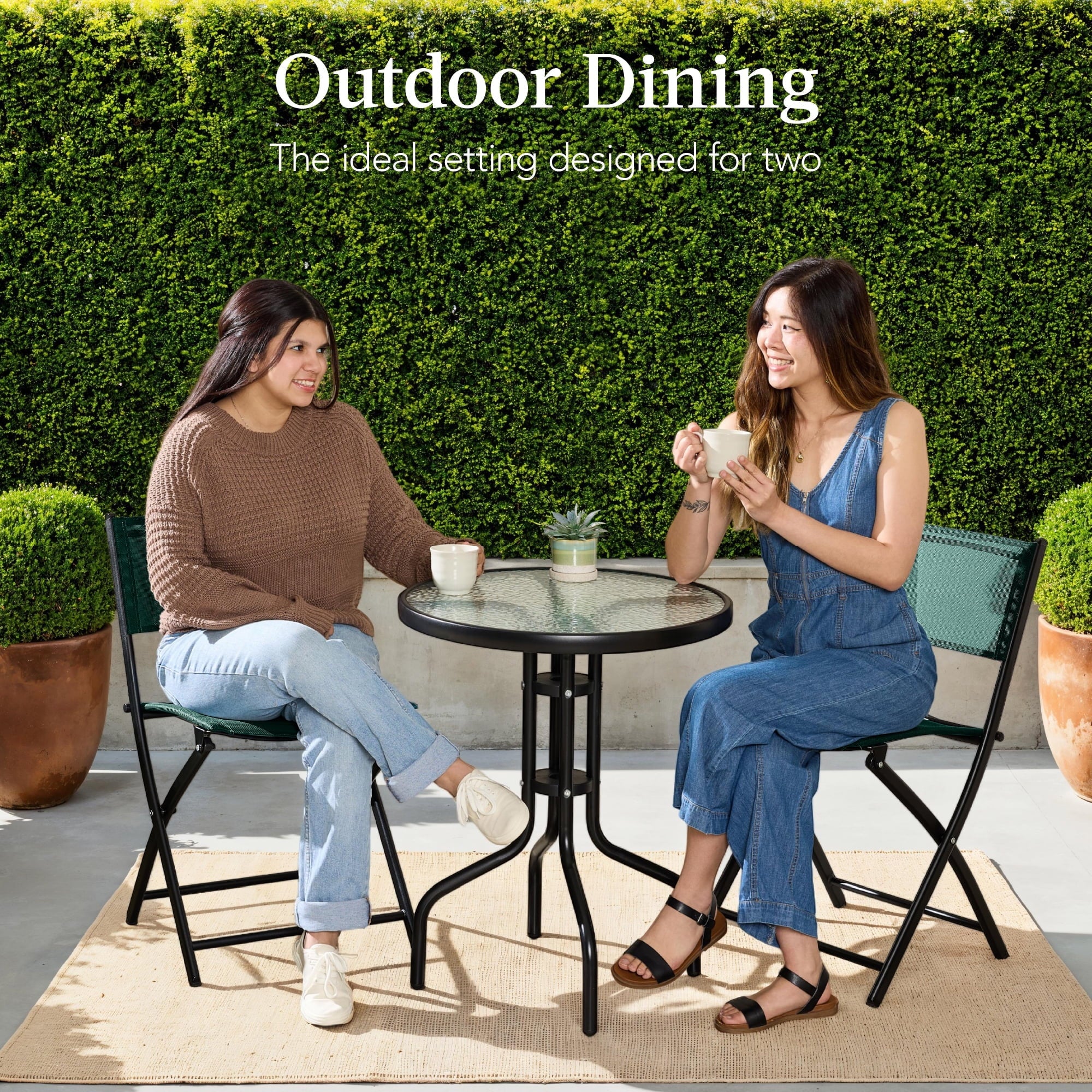 Best Choice Products 3-Piece Patio Bistro Dining Set With Glass Tabletop And Folding Chairs - Gray - Image 94 Best Choice Products 3-Piece Patio Bistro Dining Set With Glass Tabletop And Folding Chairs - Gray - Image 94