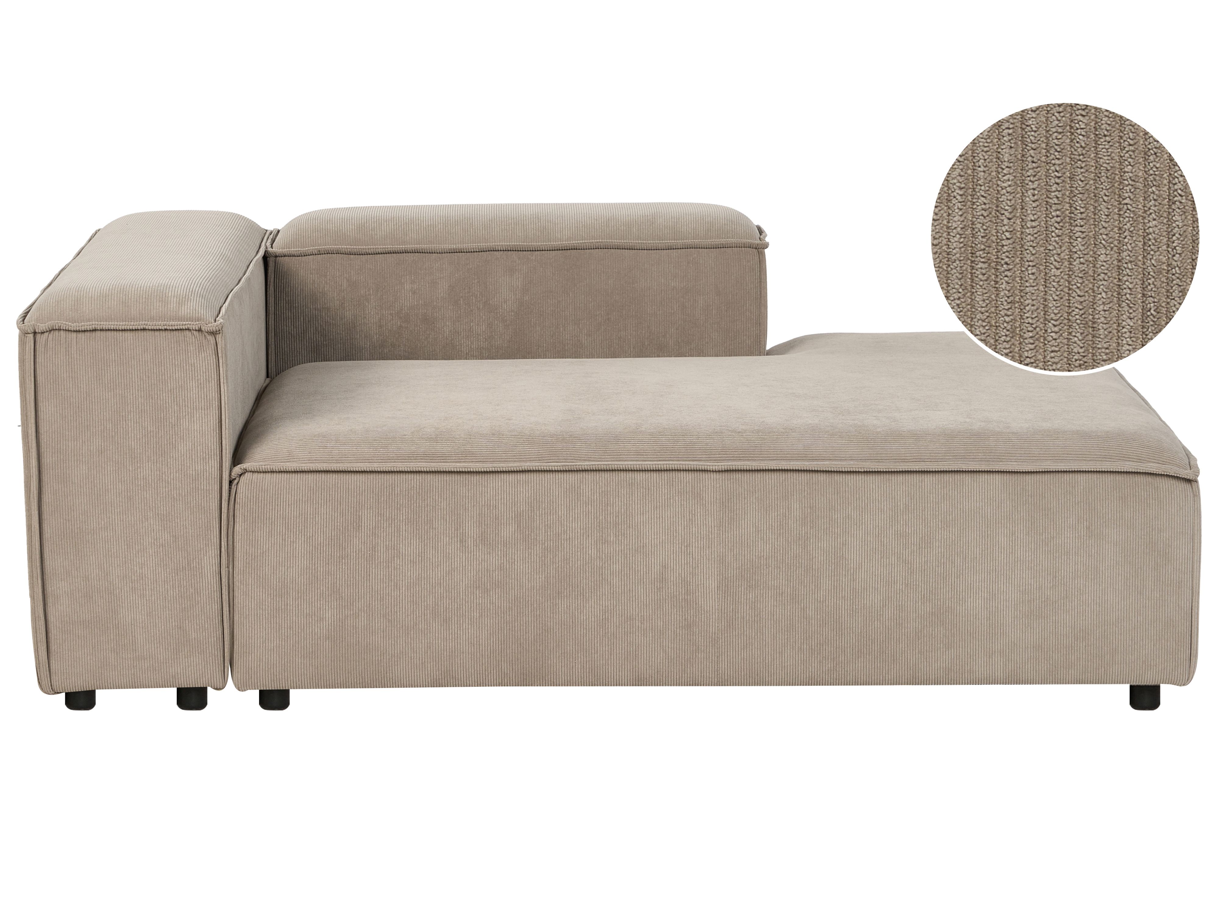Left-Hand Chaise Lounge ARDAL Corduroy Light Brown