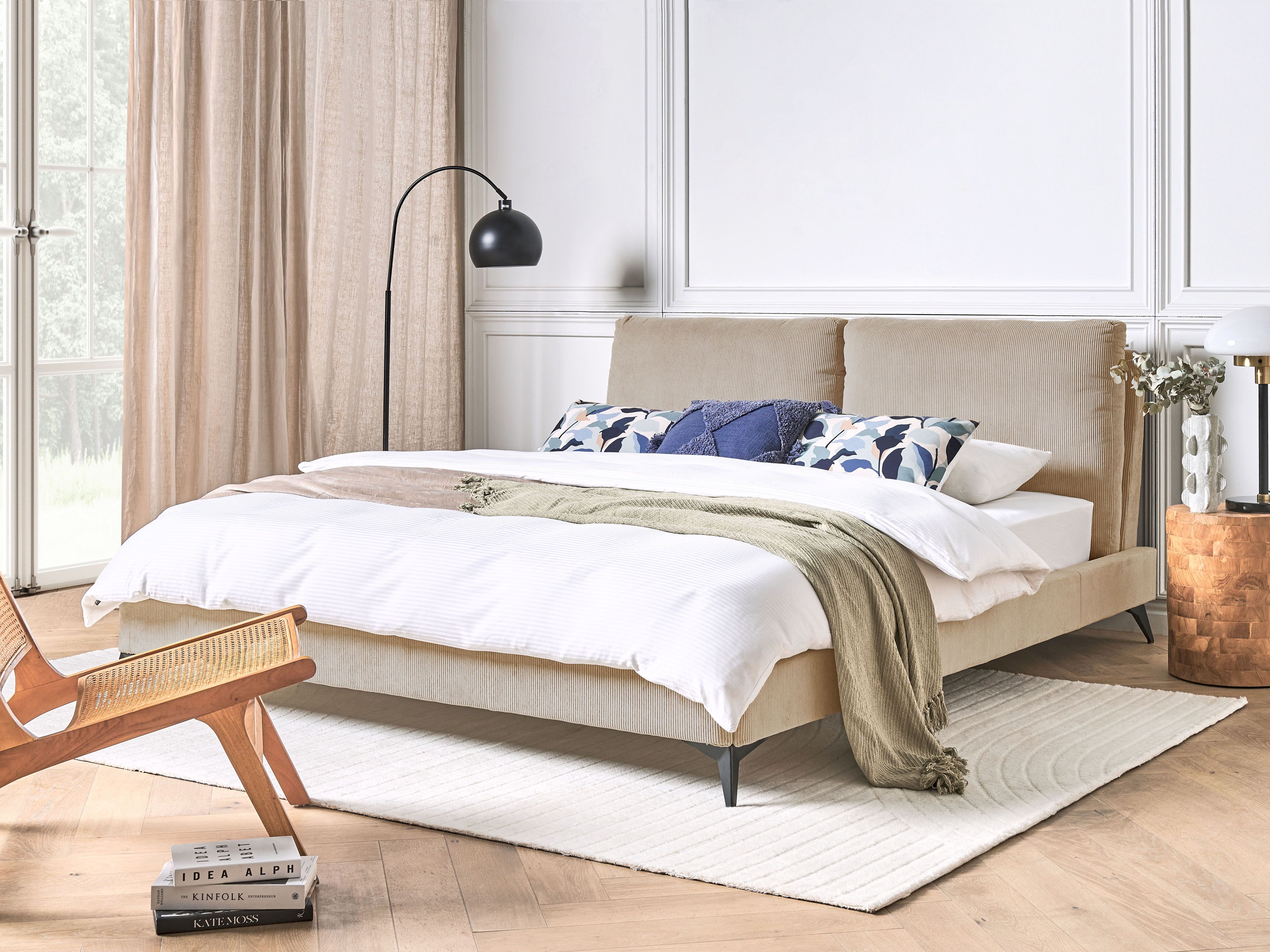 Bed Corduroy MELLE 180 x 200 cm (EU Super King) Taupe
