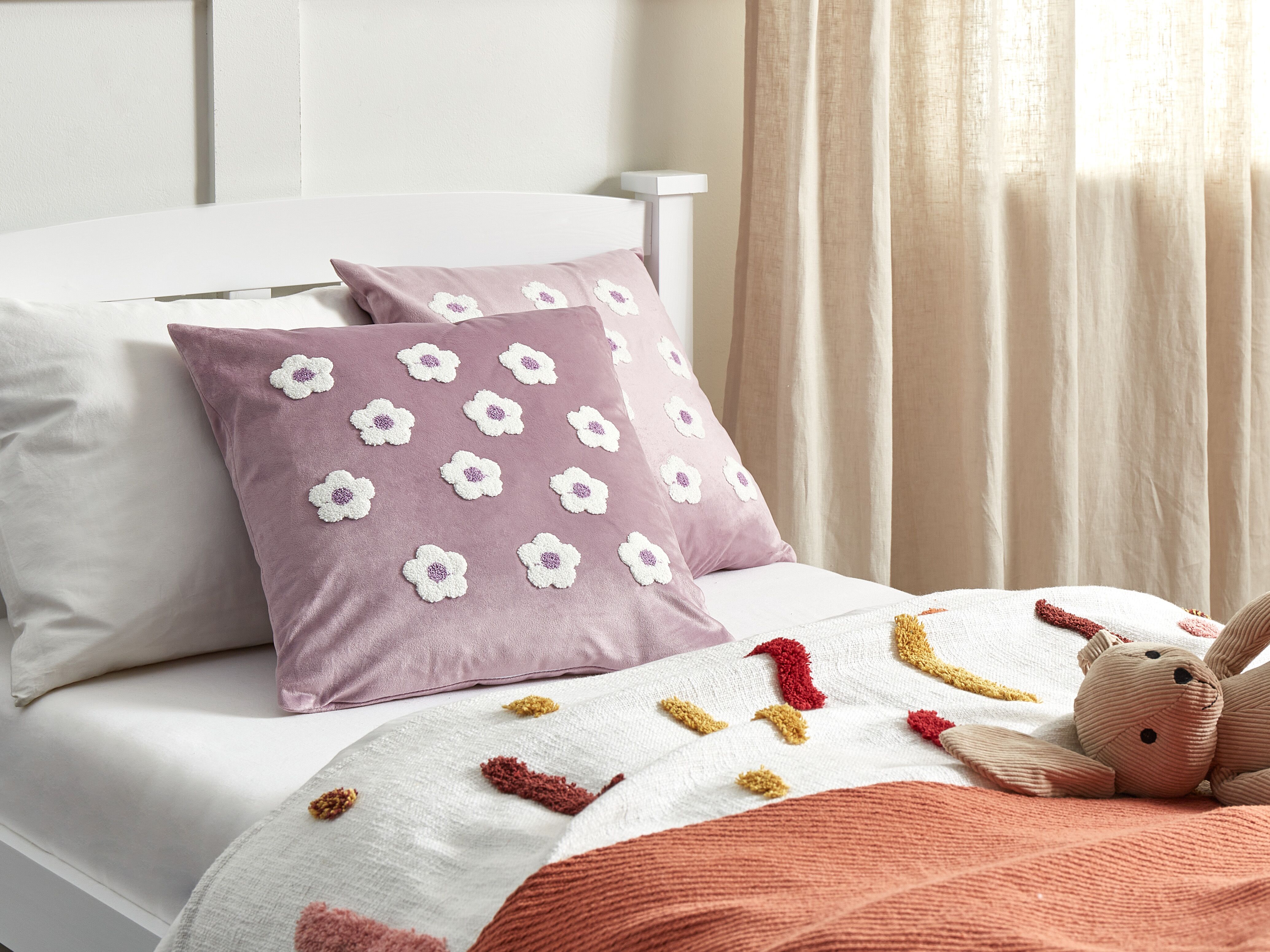 Set of 2 Decorative Cushions ECHINACEA Velvet 45 x 45 cm Violet