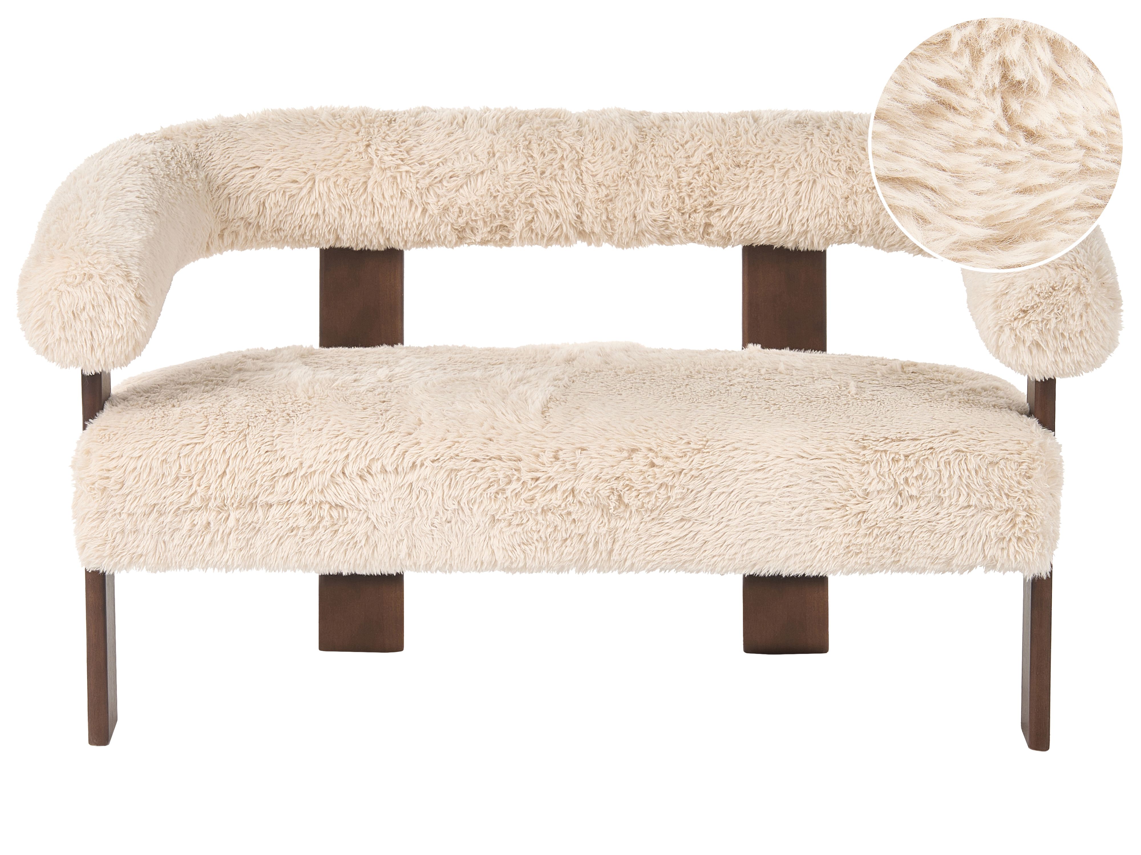 Sofa 2 Seater ILBRO Faux Fur Off-White/ Dark Brown
