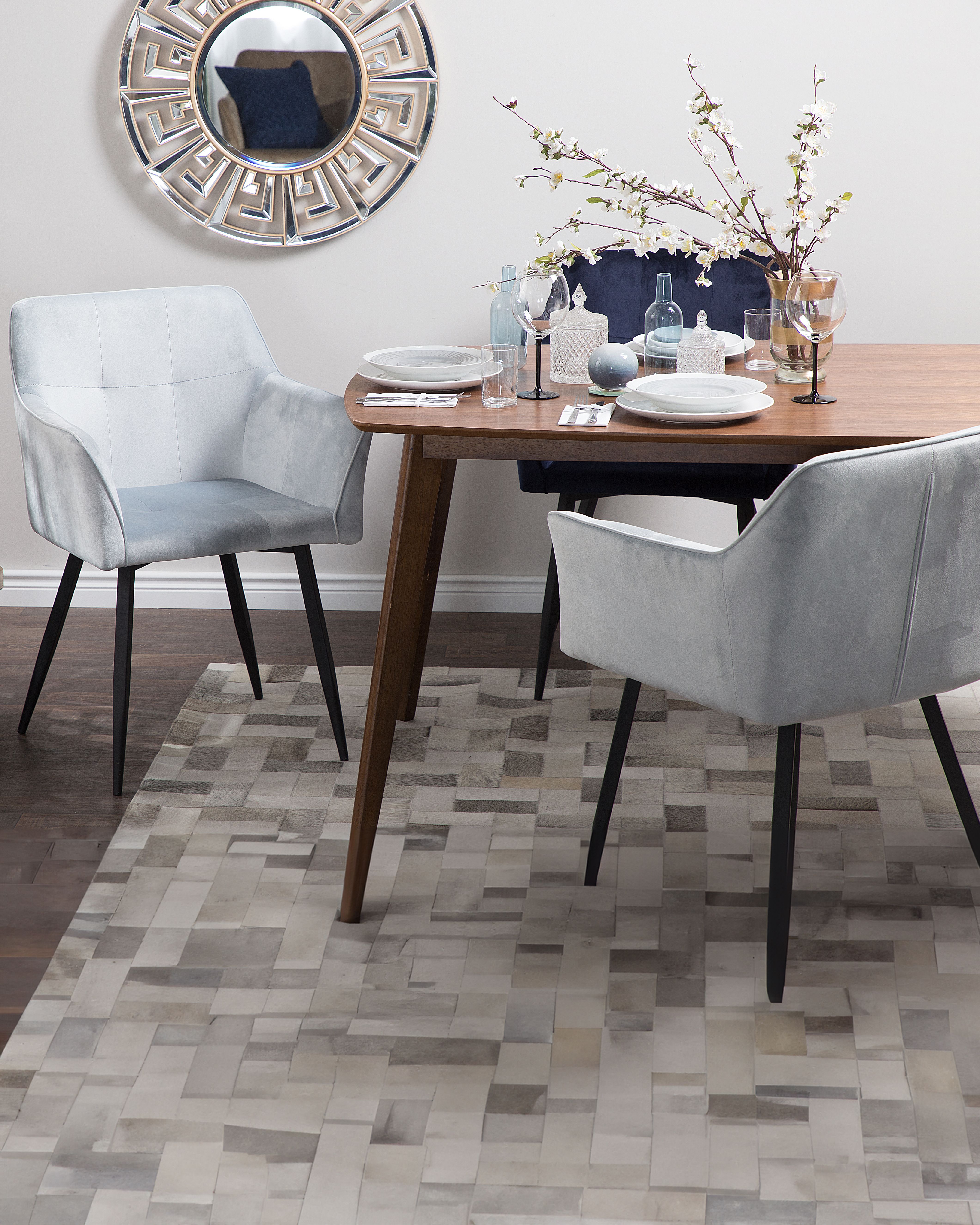Set of 2 Dining Chairs JASMIN Velvet Light Grey