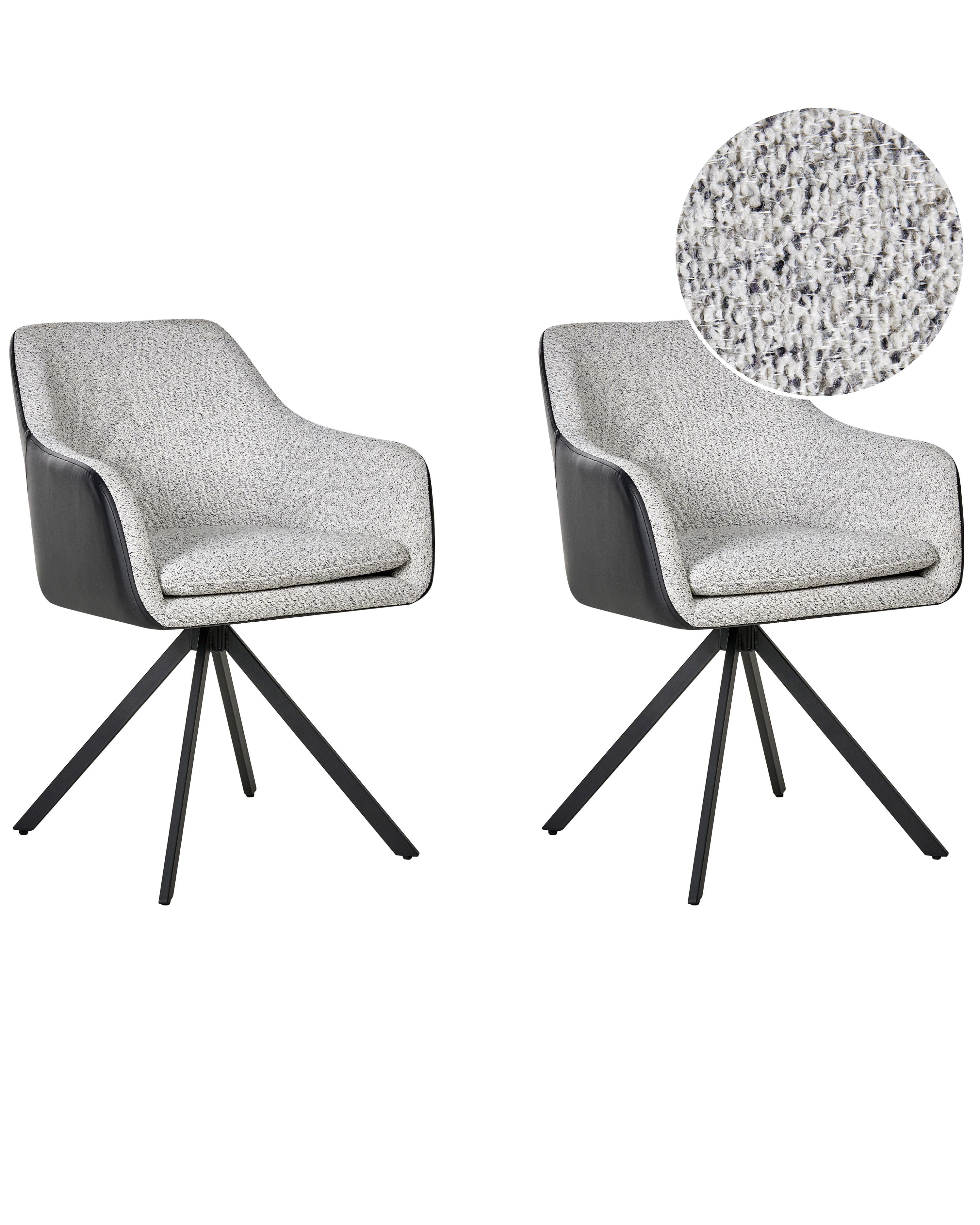 Set of 2 Dining Chairs LITHIA Fabric Black/ White