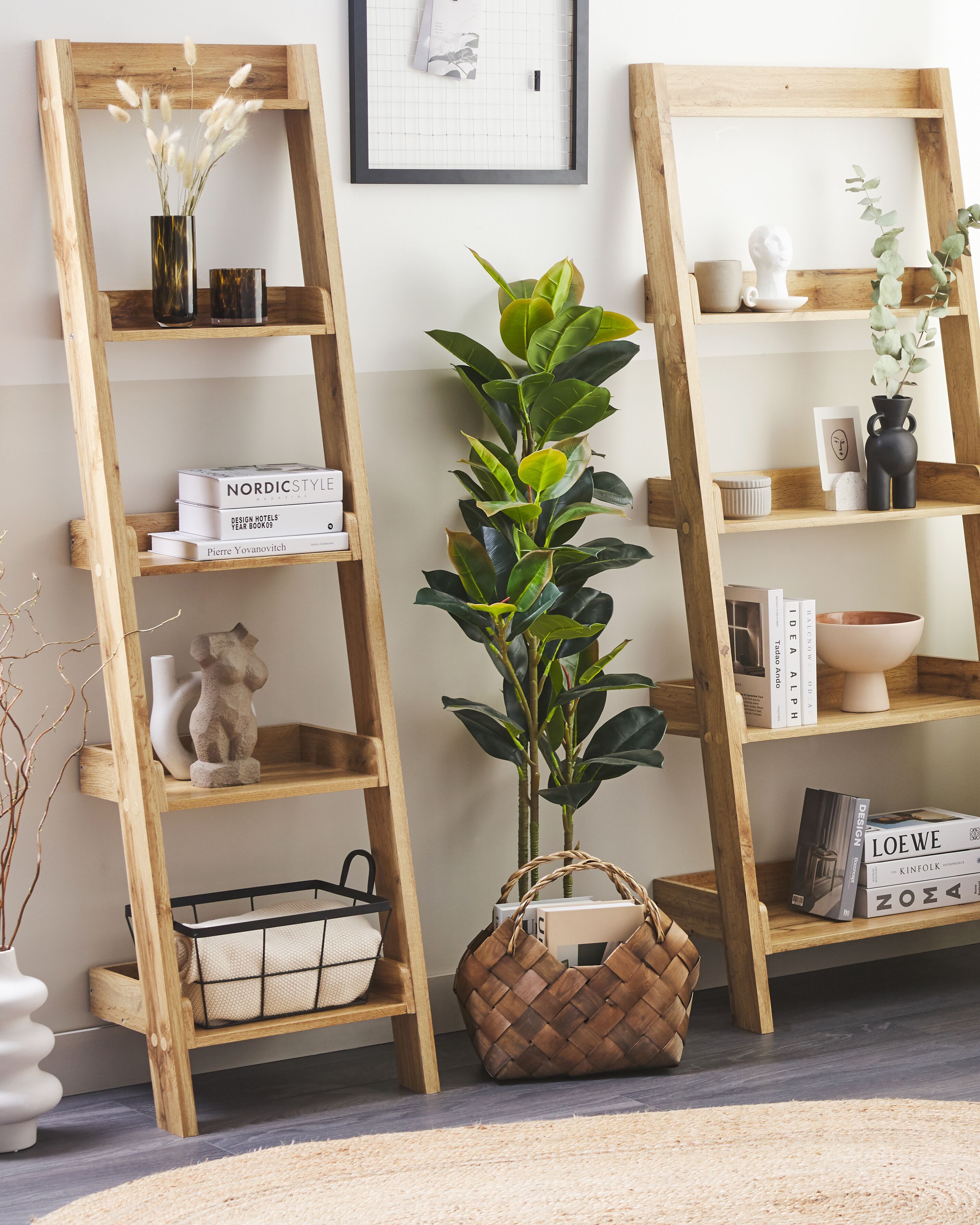 5 Tier Shelving Unit MOBILE DUO 169 cm Light Brown