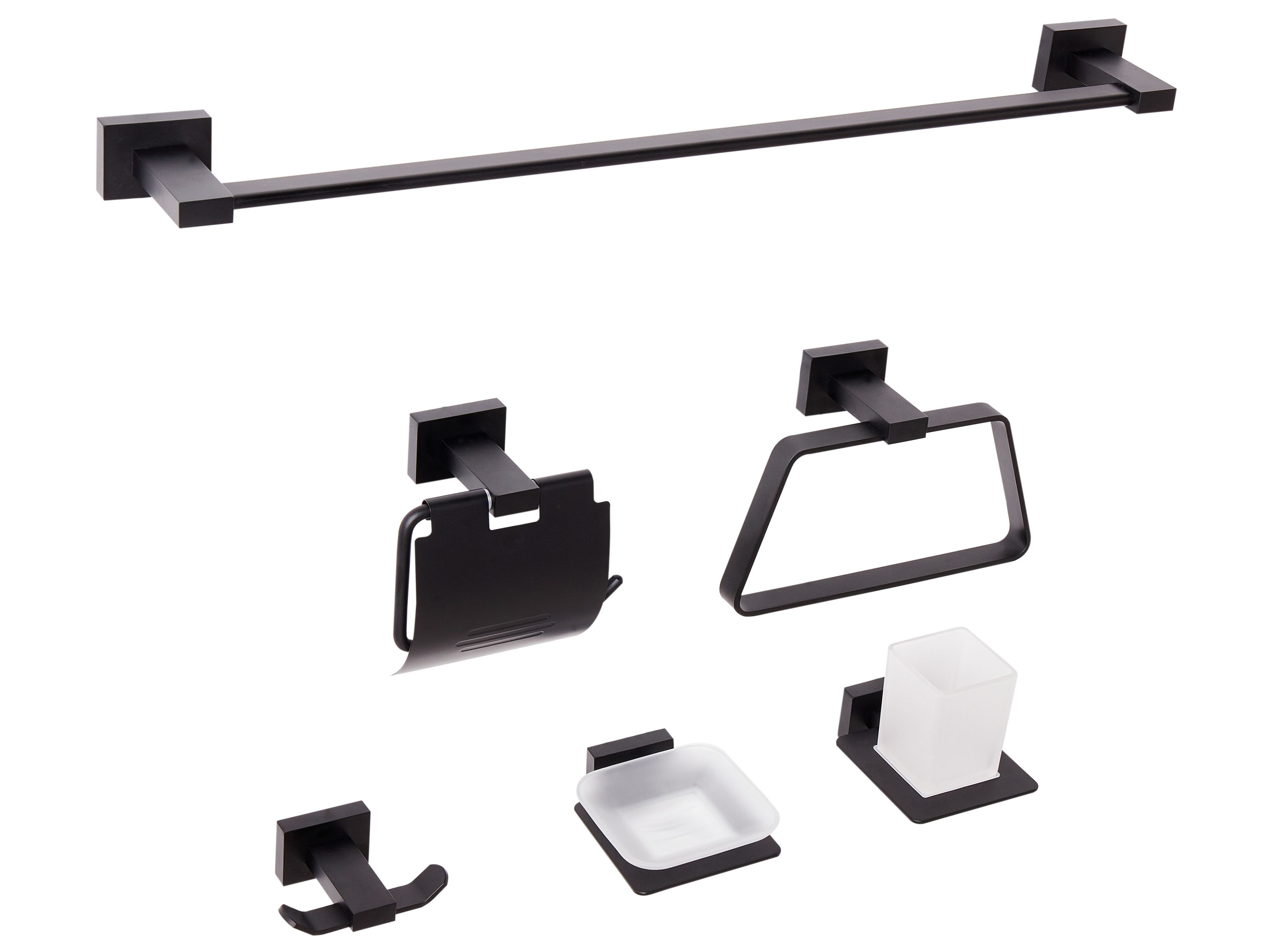 6-Piece Bathroom Hardware Set RIOHACHA with Towel Bars and Hooks Black