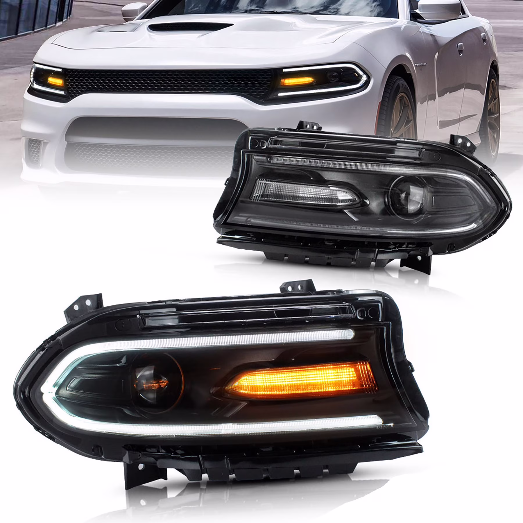 VLAND for Dodge Charger 2011 2012 2013 2014 Dual Beam Projector Headlights Replacement Assembly - Image 13