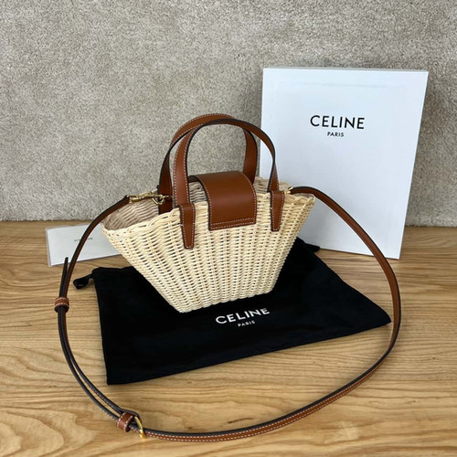 CELINE TEEN COUFFIN plant material and natural cow leather handbag